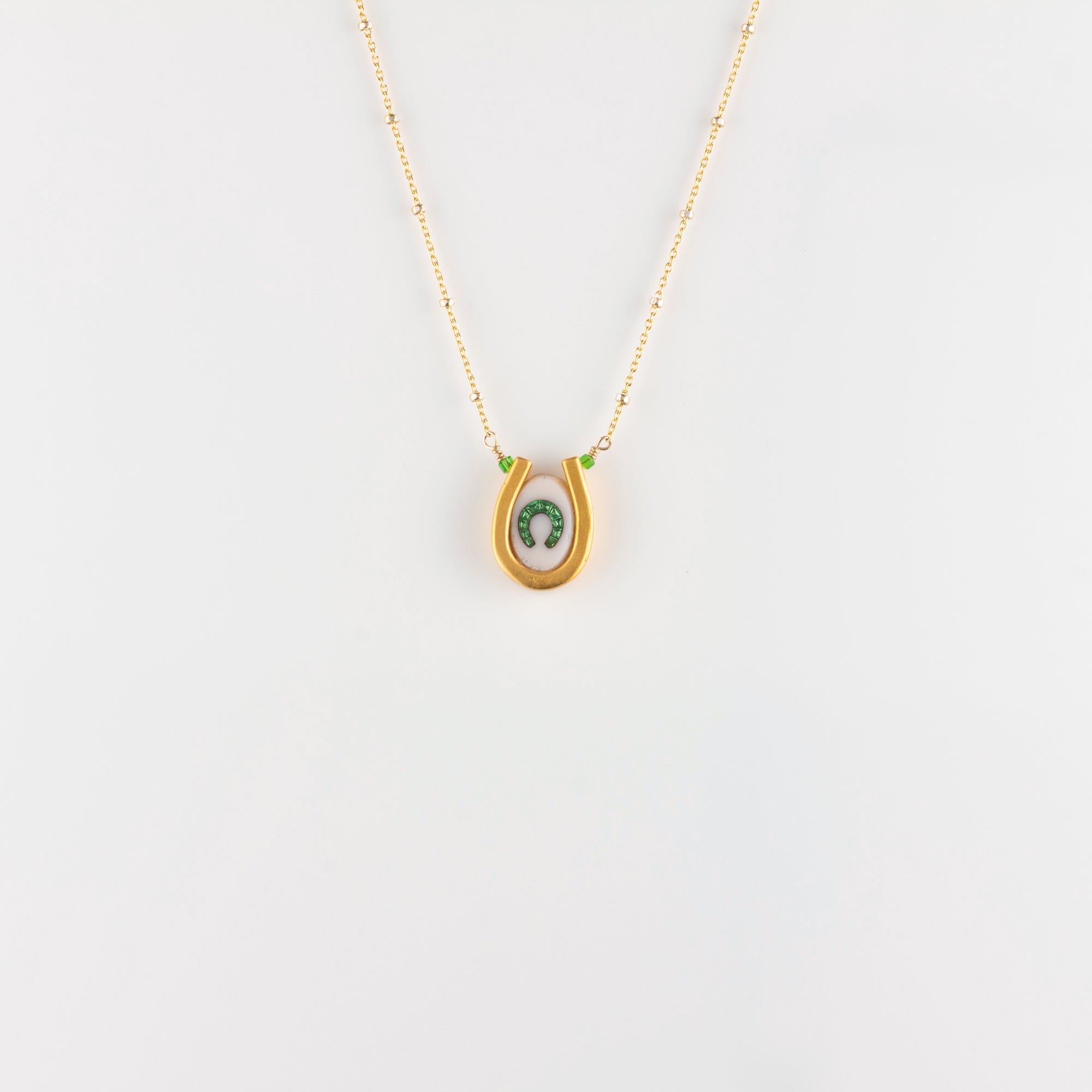 DOUBLE LUCK // VERMEIL NECKLACE // WHITE & GREEN