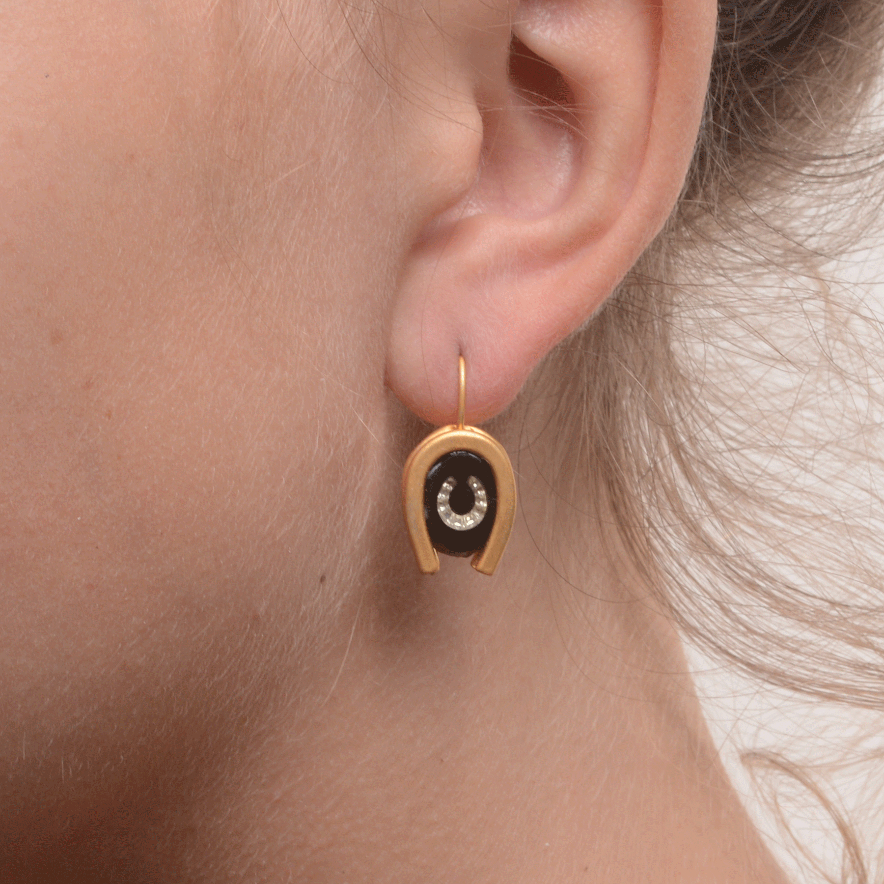 DOUBLE LUCK // VERMEIL EARRINGS // BLACK & WHITE