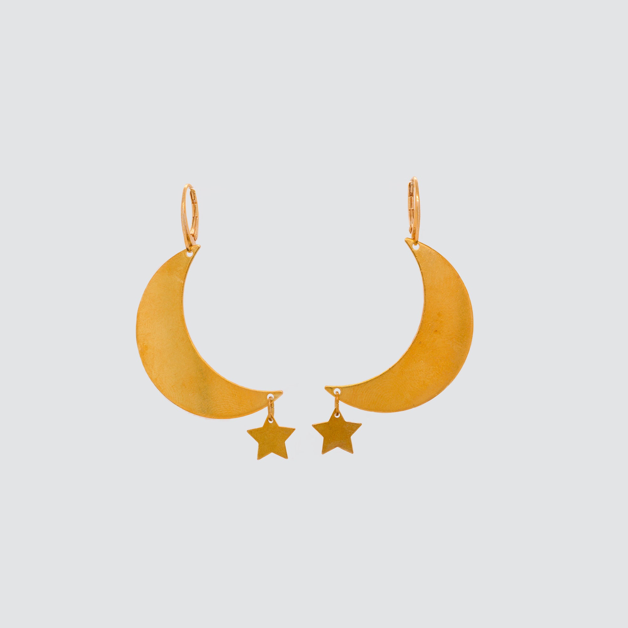 DELUXE BRASS EARRINGS // MOON & STAR