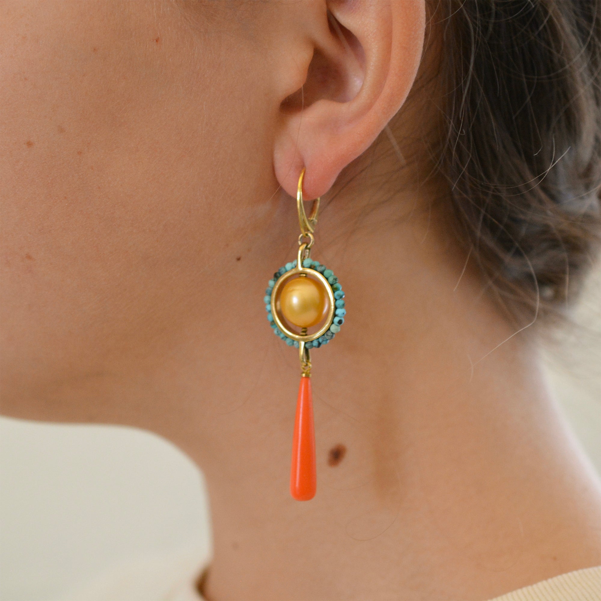 HEIRLOOM EARRINGS // TURQUOISE // CORAL DROP // GOLDEN PEARL