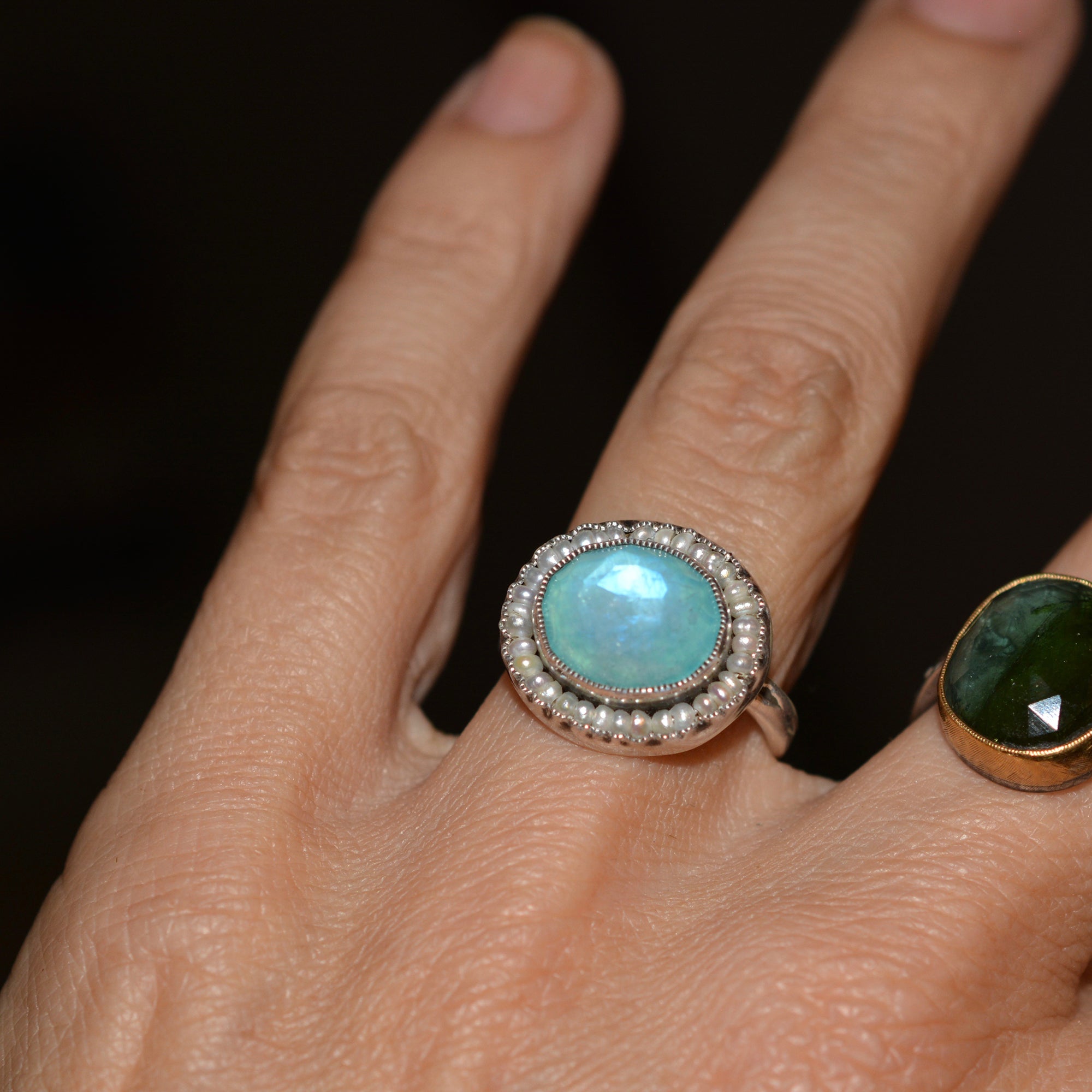 HEIRLOOM RING //  PEARL // TURQUOISE // RUTILATED QUARTZ