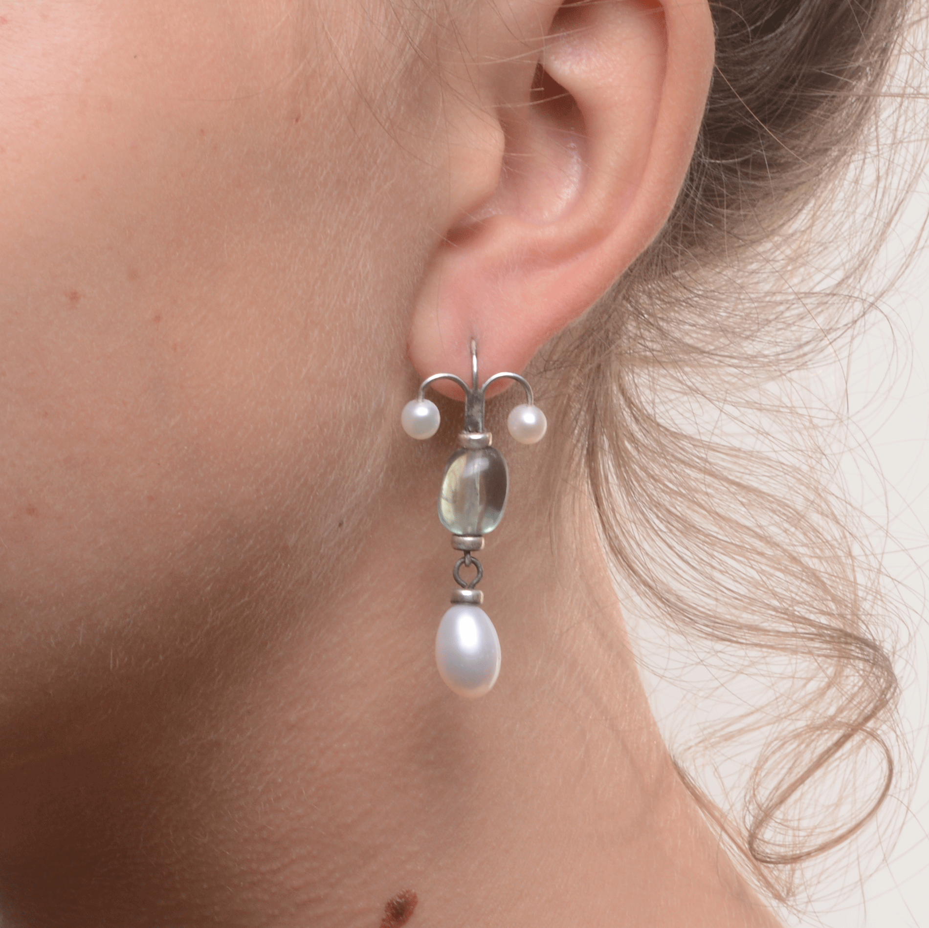 FIONA // FLUORITE & PEARL EARRINGS