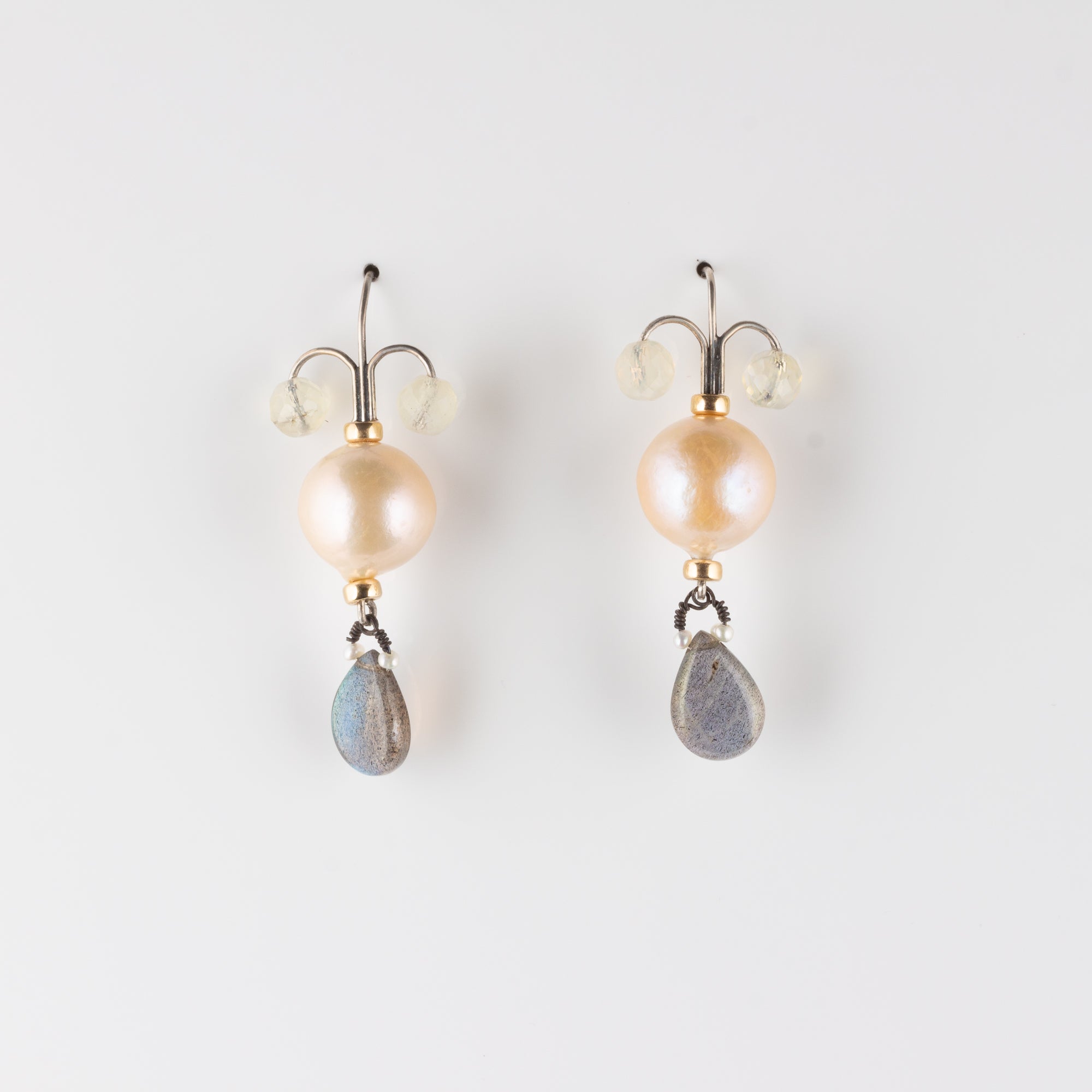 FIONA // LEMON QUARTZ, PEARL & LABRADORITE EARRINGS