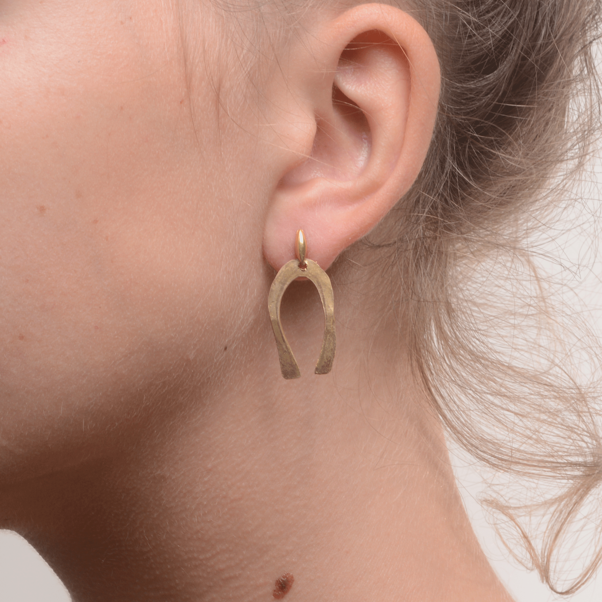 ARCO BRASS / VERMEIL POST EARRINGS // SMALL