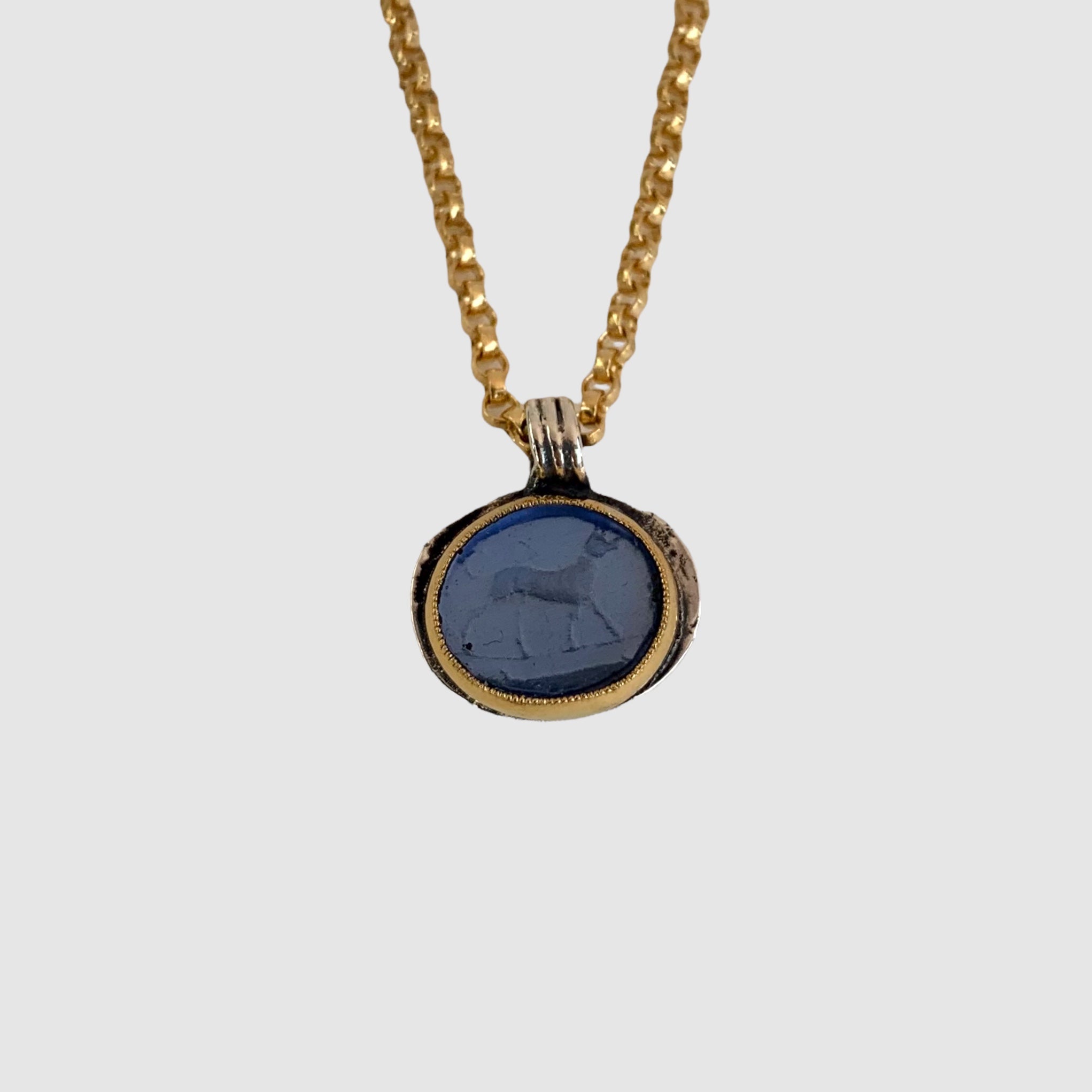 HEIRLOOM INTAGLIO // NECKLACE // BLUE // DOG