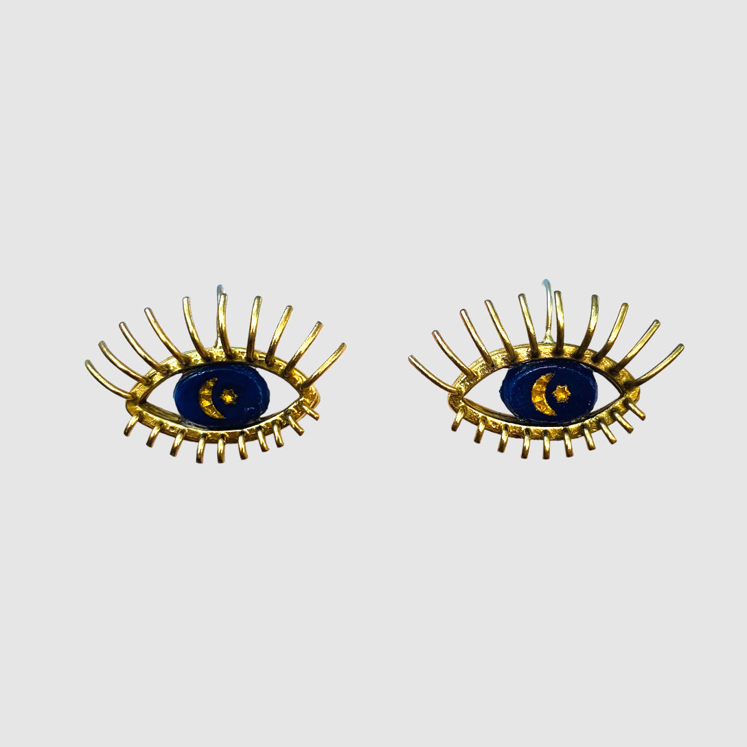 "20/20" // BRONZE EARRINGS // INDIGO & GOLD INTAGLIO