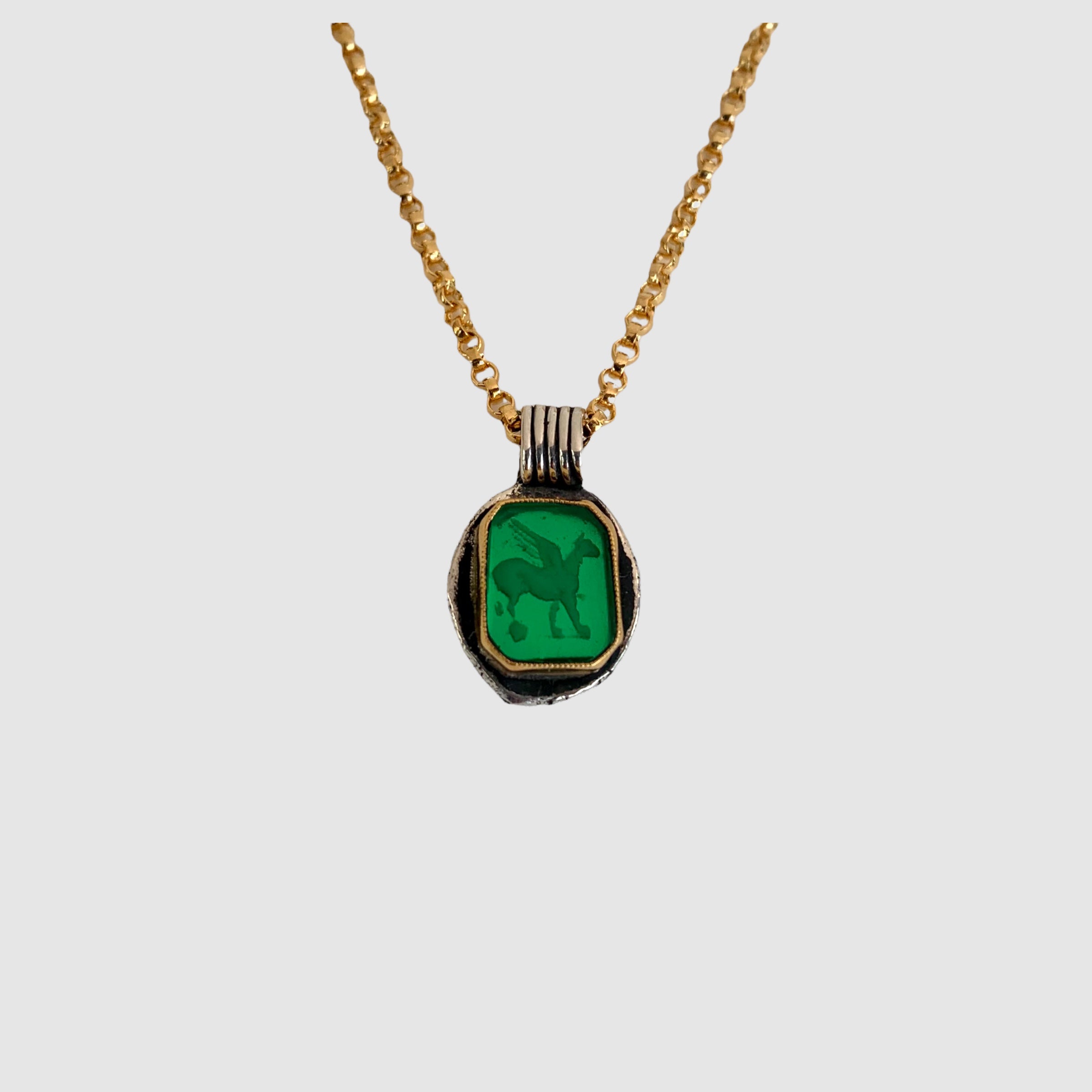 HEIRLOOM INTAGLIO // NECKLACE // GREEN // PEGASUS