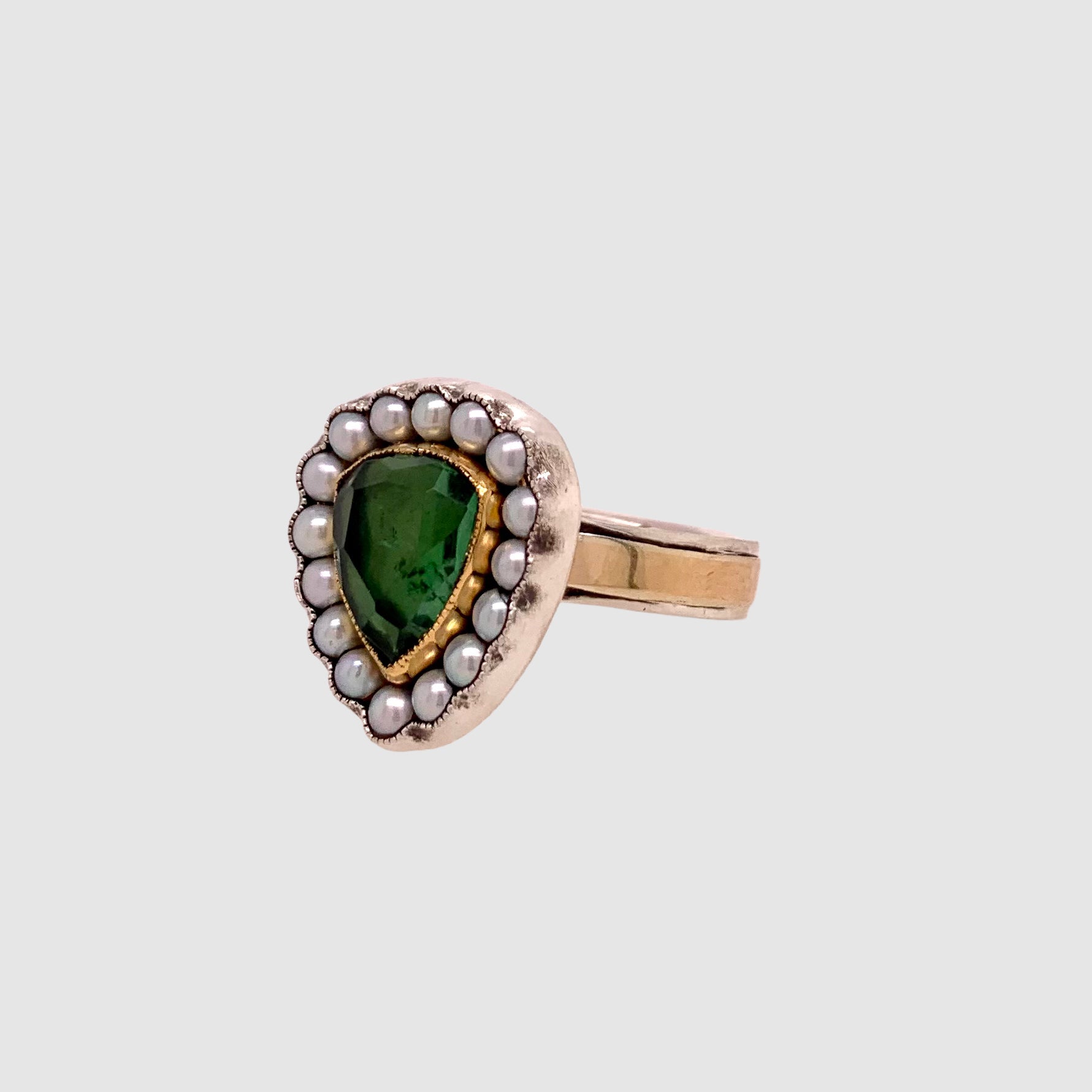 HEIRLOOM RING // PEARL // SHIELD GREEN TOURMALINE