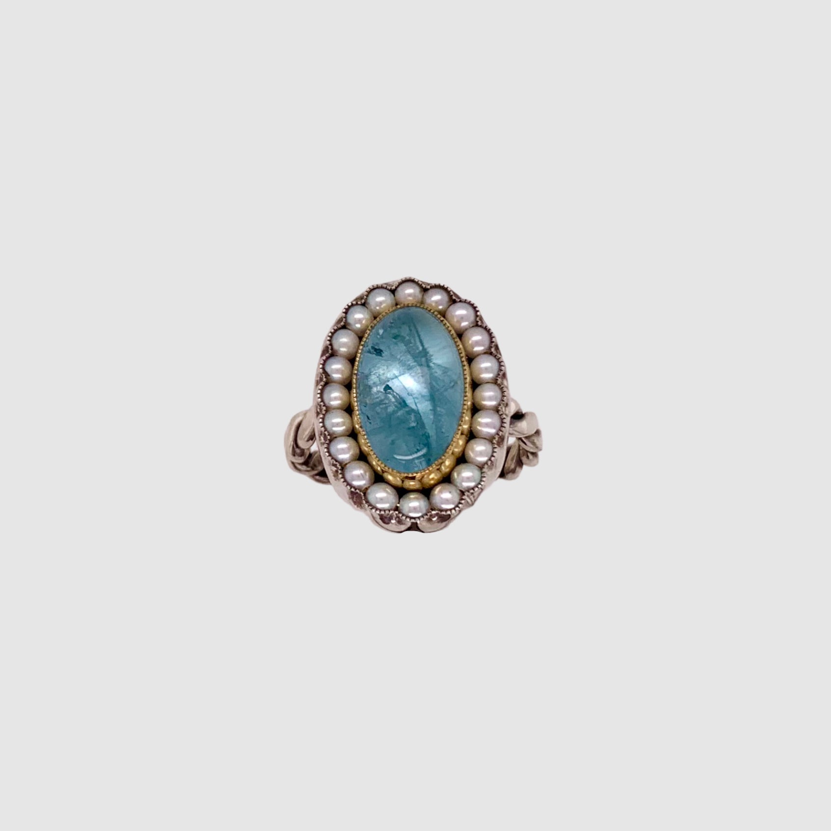 HEIRLOOM RING // PEARL // OVAL AQUAMARINE