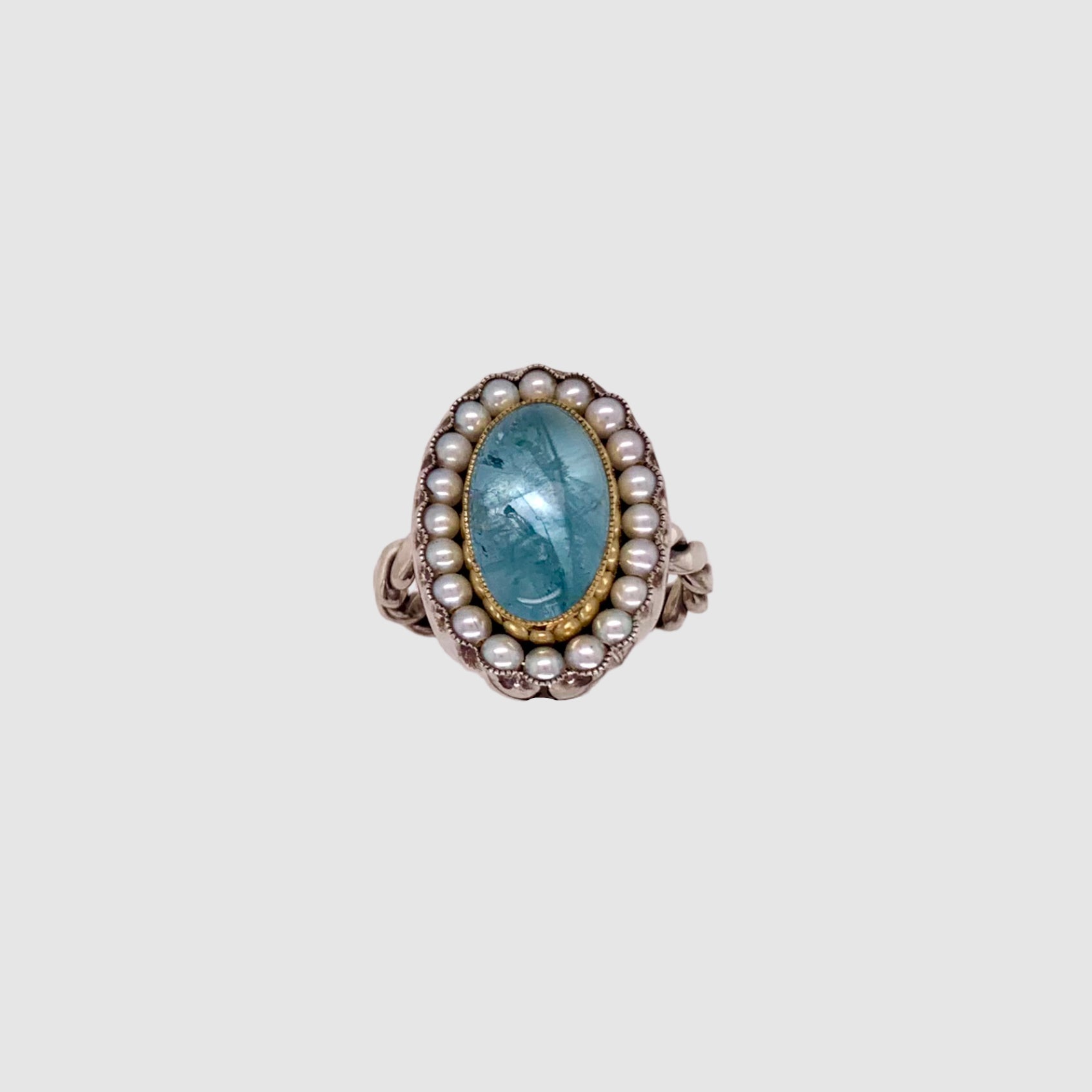 HEIRLOOM RING //  PEARL // OVAL AQUAMARINE