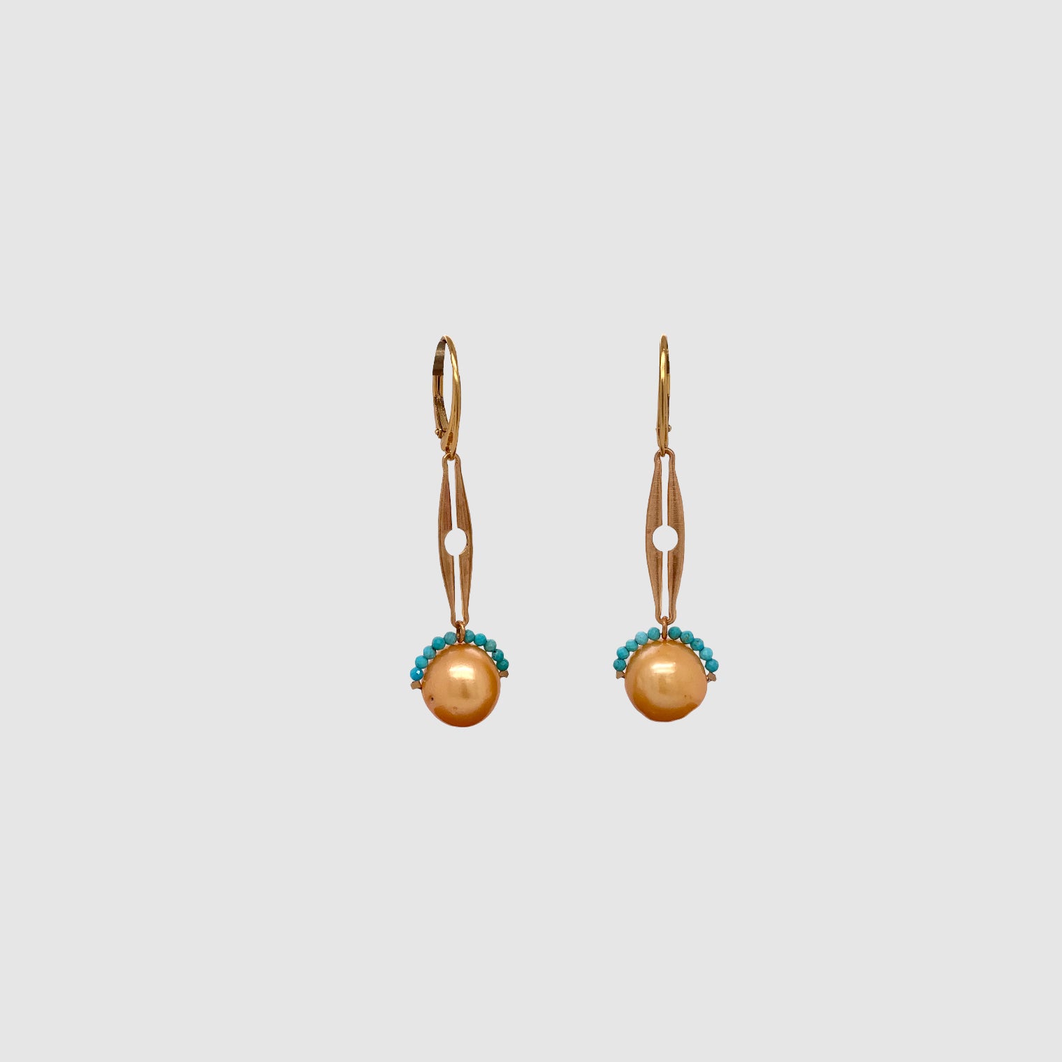 NOISE CANCELING PEARL EARRINGS // TALL WATCH CHAIN // TURQUOISE