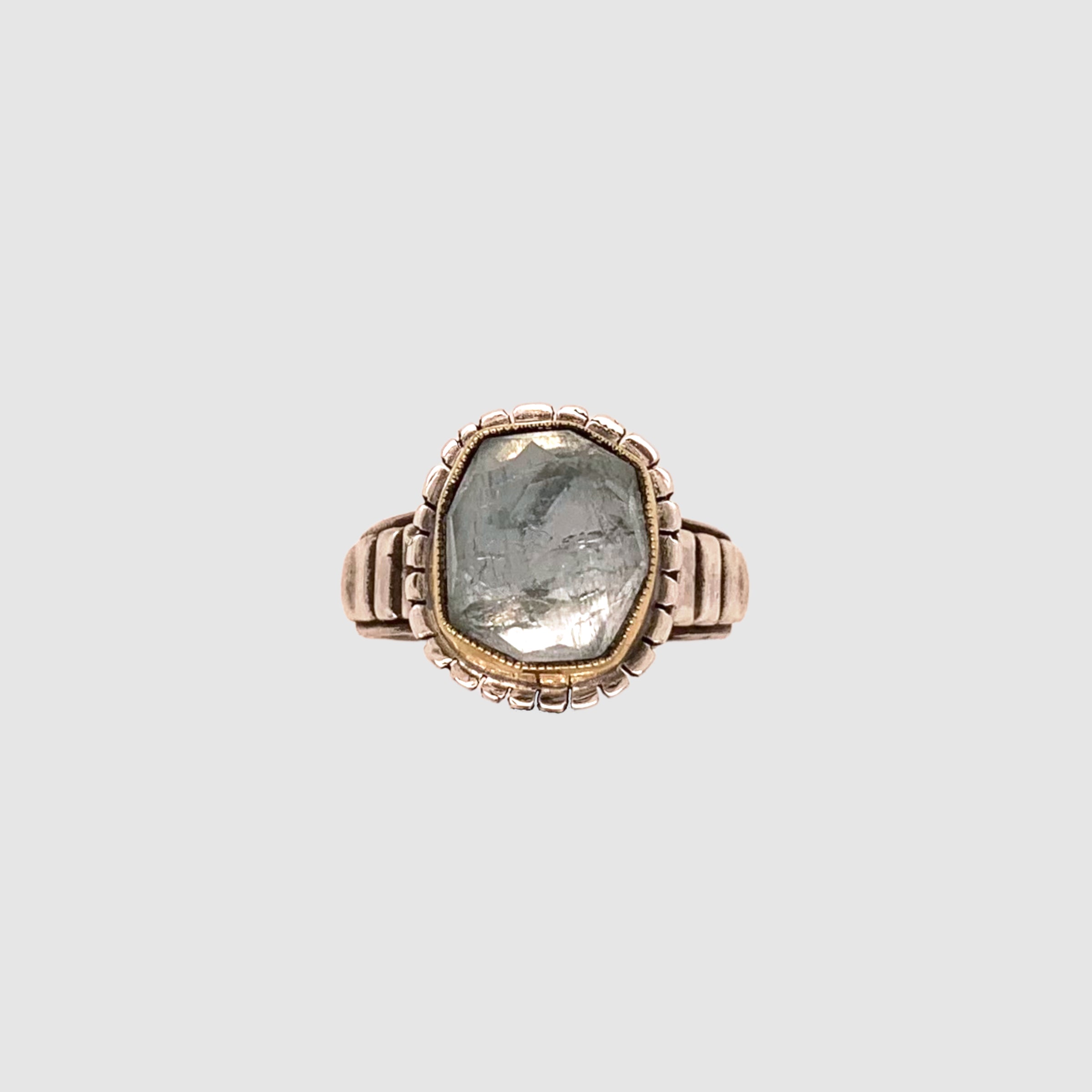 HEIRLOOM RING // FLOWER // ROSE CUT AQUAMARINE