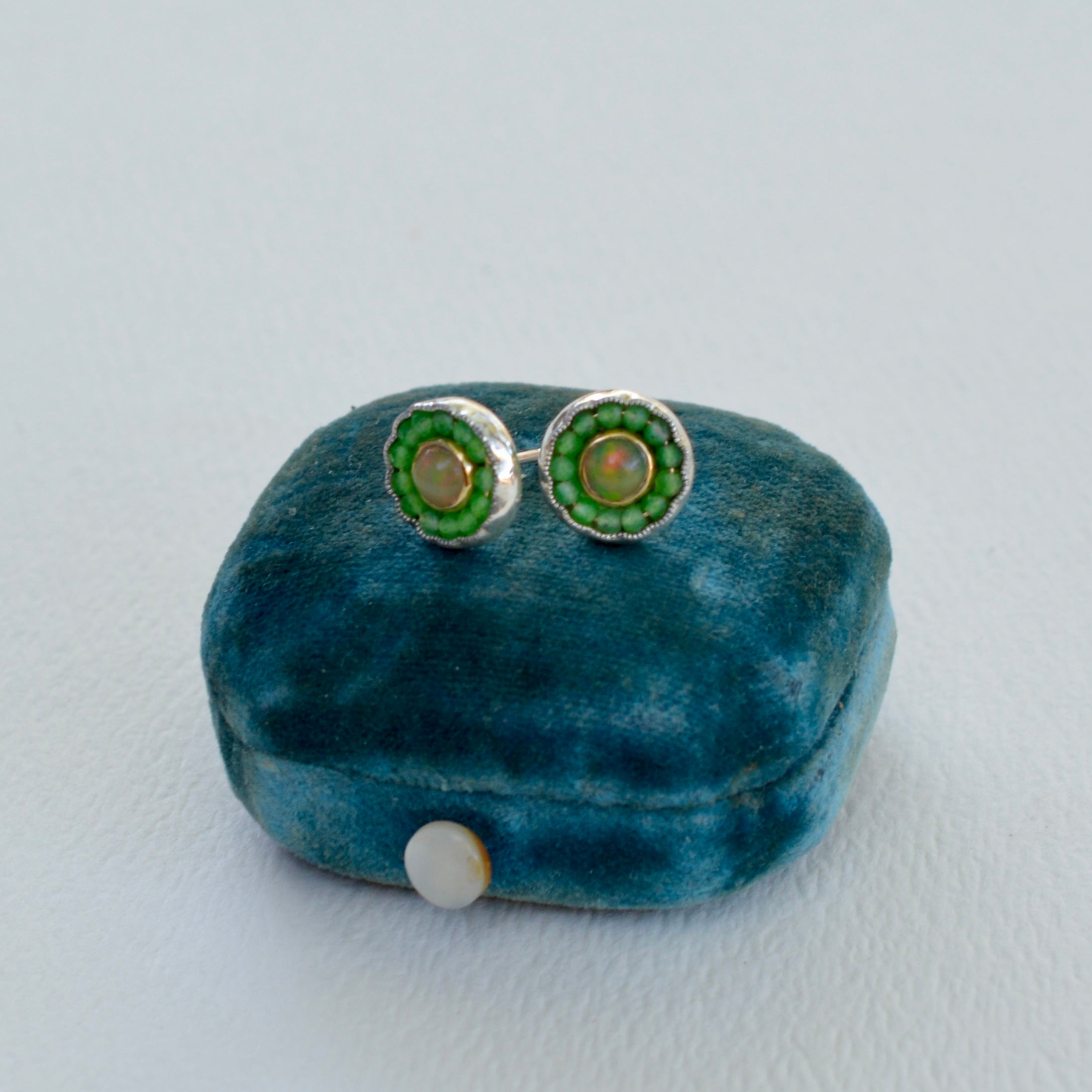 HEIRLOOM EARRINGS // STUD // ETHIOPIAN OPAL // GREEN AGATE