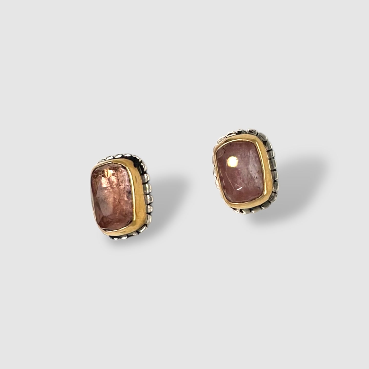 VIOLA  EARRINGS // GOLD // STUD // PINK ROSE CUT TOURMALINE