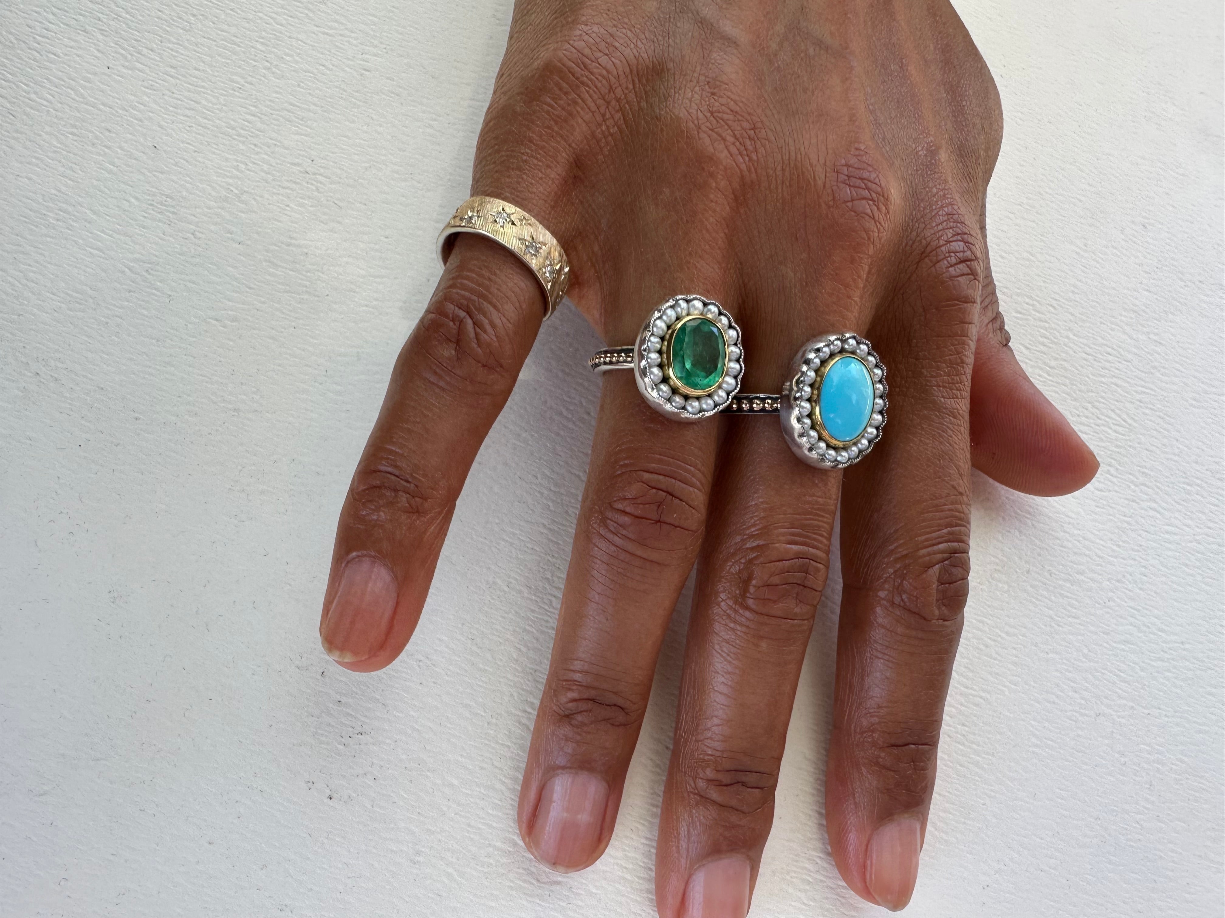 HEIRLOOM RING // SEED PEARLS // TEAL TOURMALINE