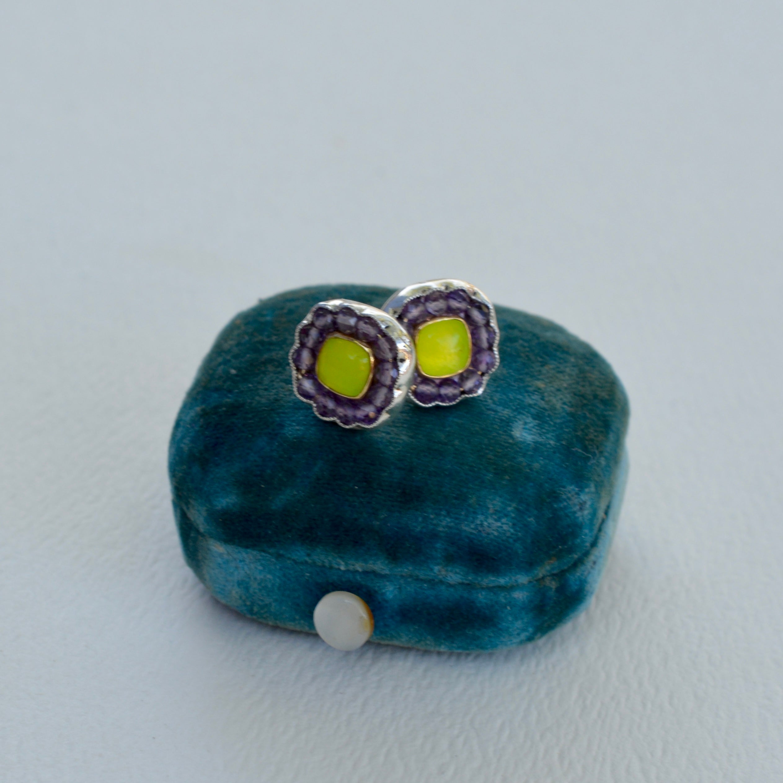 HEIRLOOM EARRINGS // STUD // NEON AGATE // AMETHYST