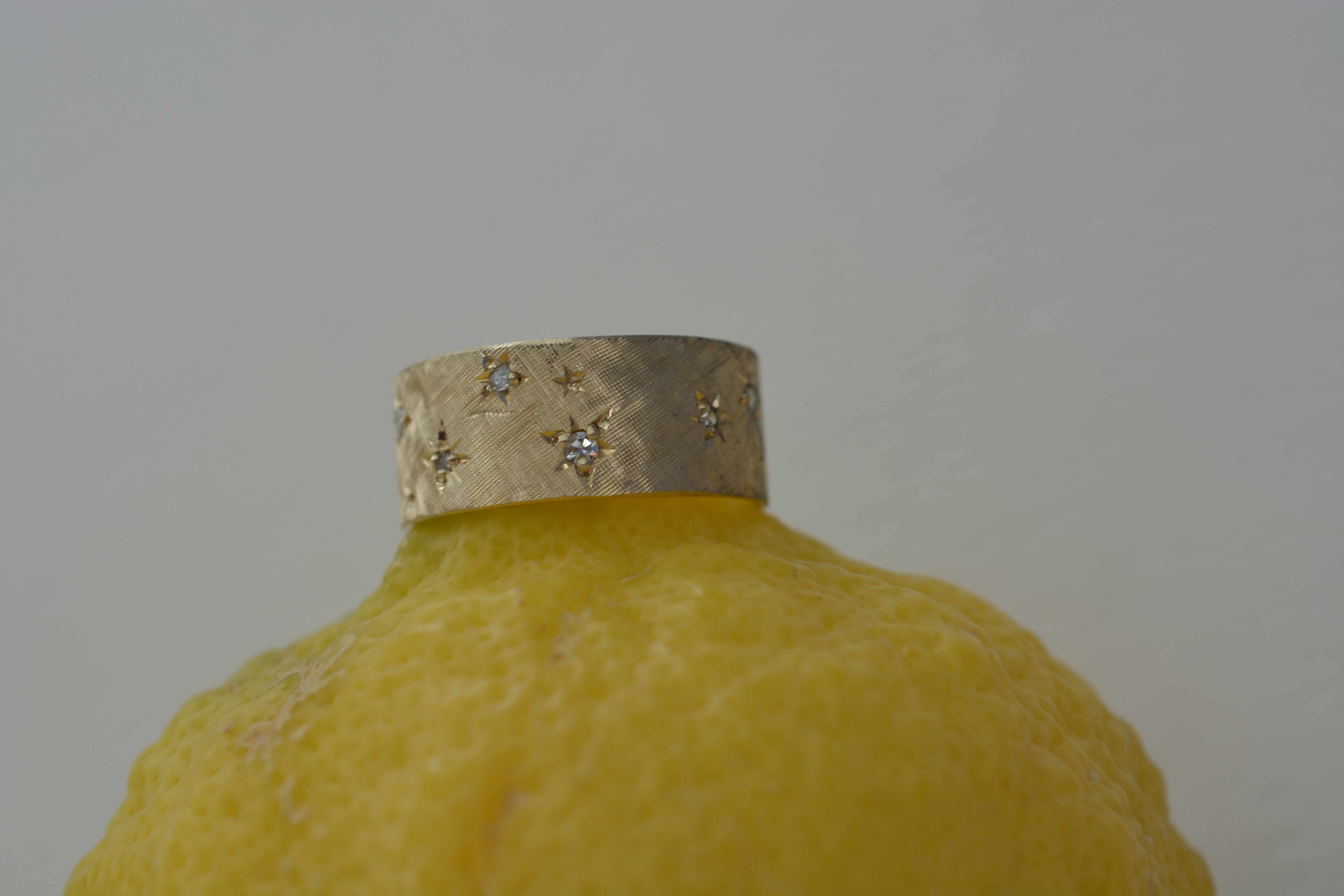 FLORENTINE  & STAR ENGRAVED  DIAMOND RING 10K