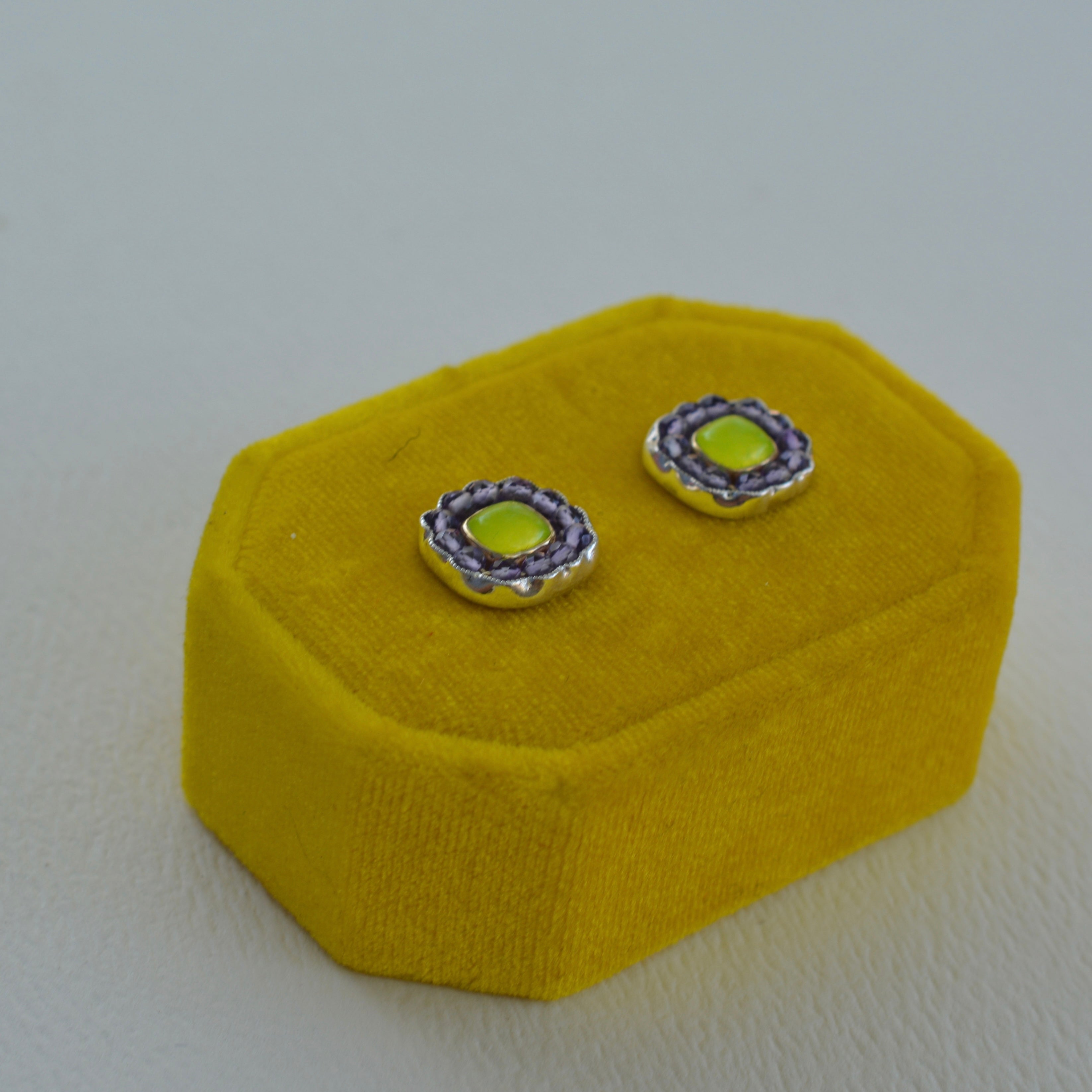 HEIRLOOM EARRINGS // STUD // NEON AGATE // AMETHYST