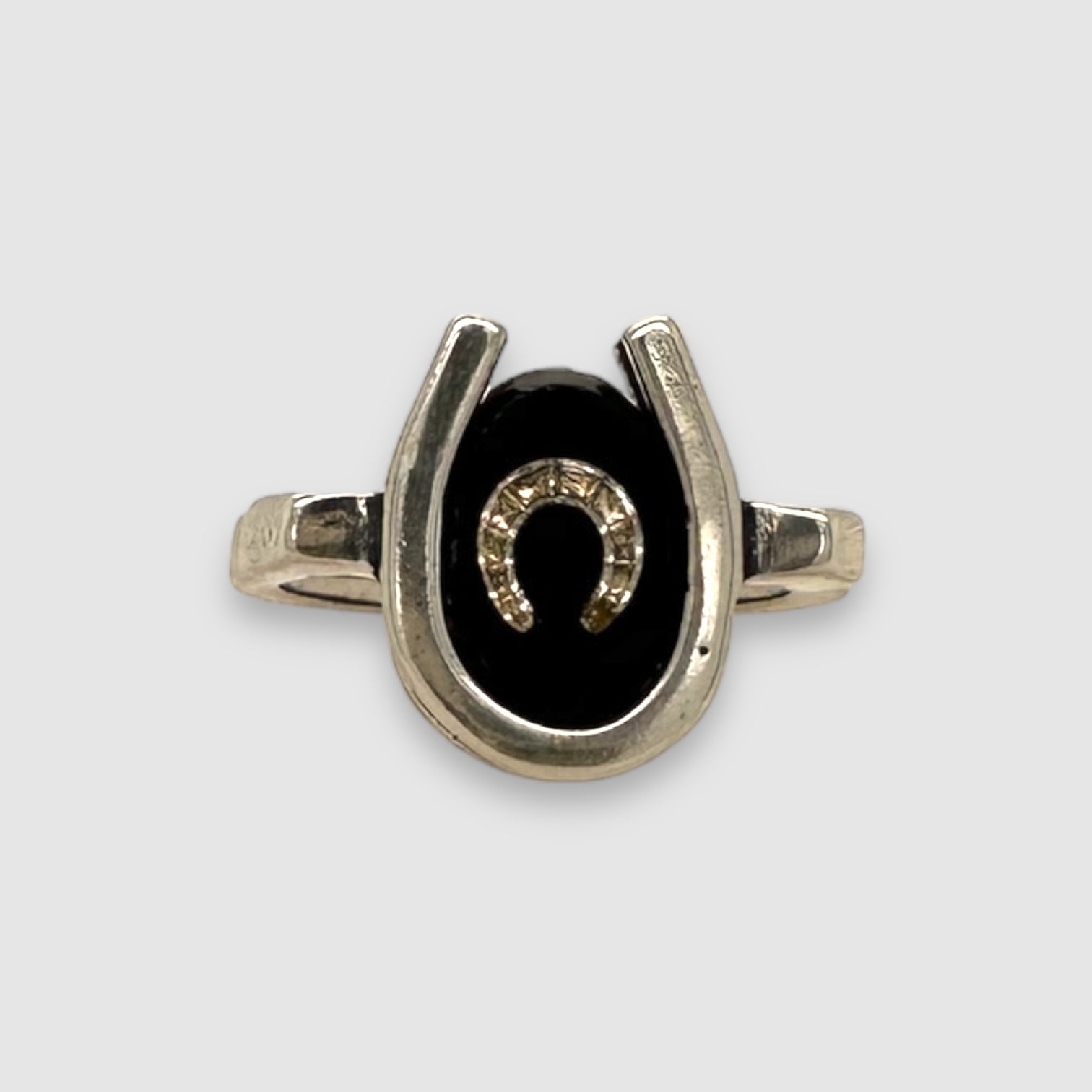 TRIPLE LUCK // SILVER RING // BLACK WHITE INTAGLIO