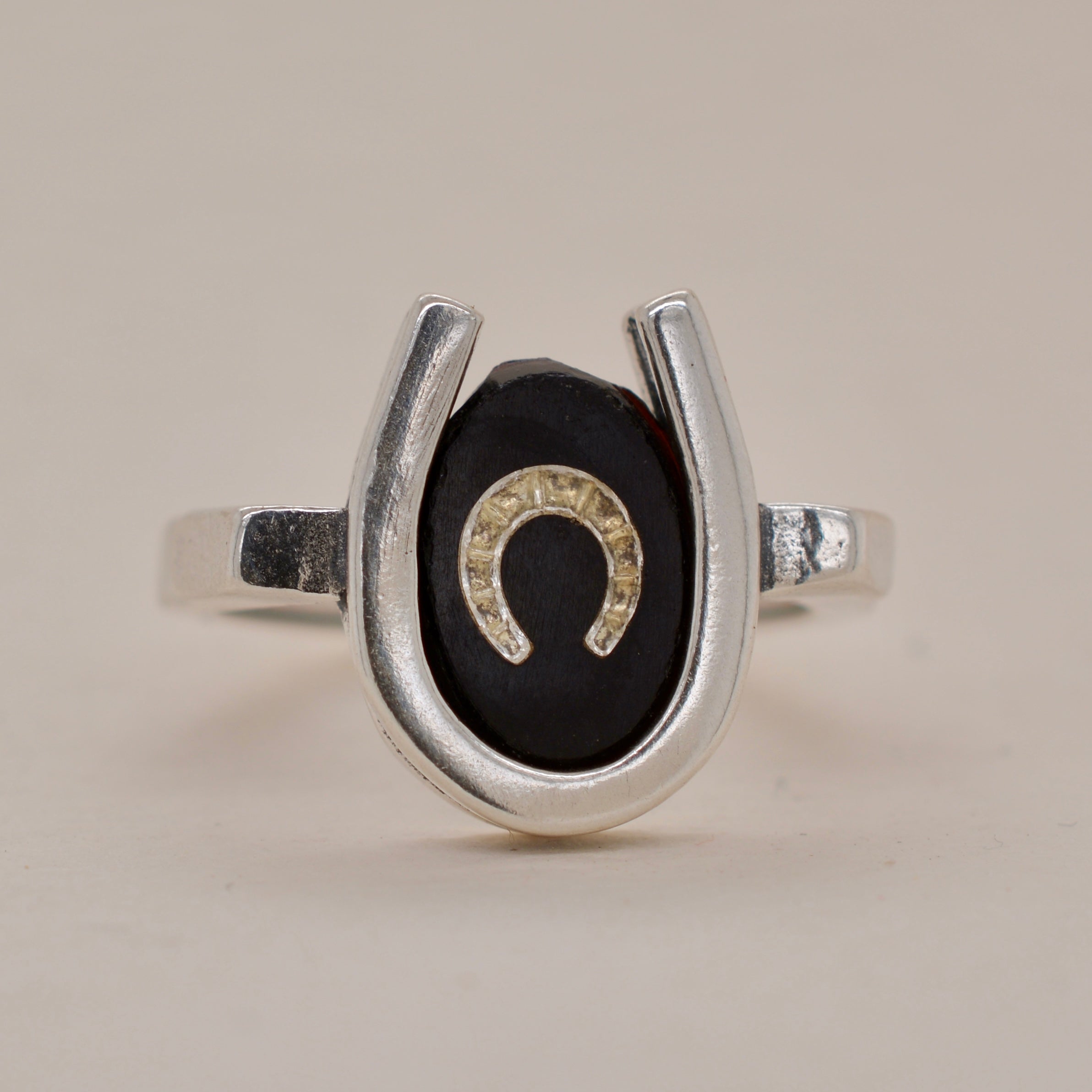 TRIPLE LUCK // SILVER RING // BLACK WHITE INTAGLIO