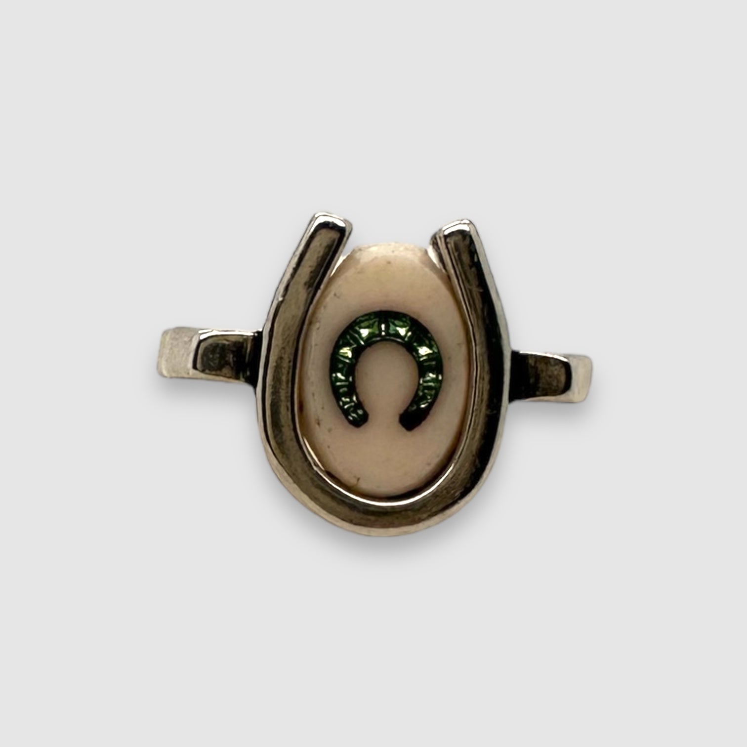 TRIPLE LUCK // SILVER RING // WHITE GREEN INTAGLIO