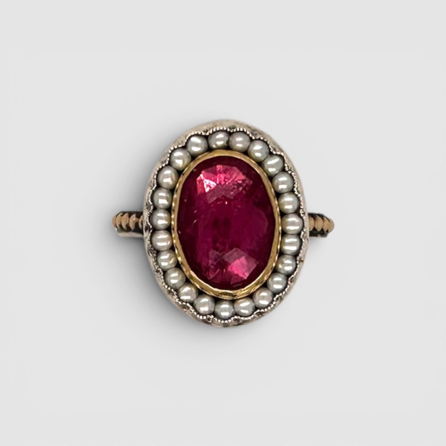 HEIRLOOM RING // SEED PEARLS // PINK TOURMALINE