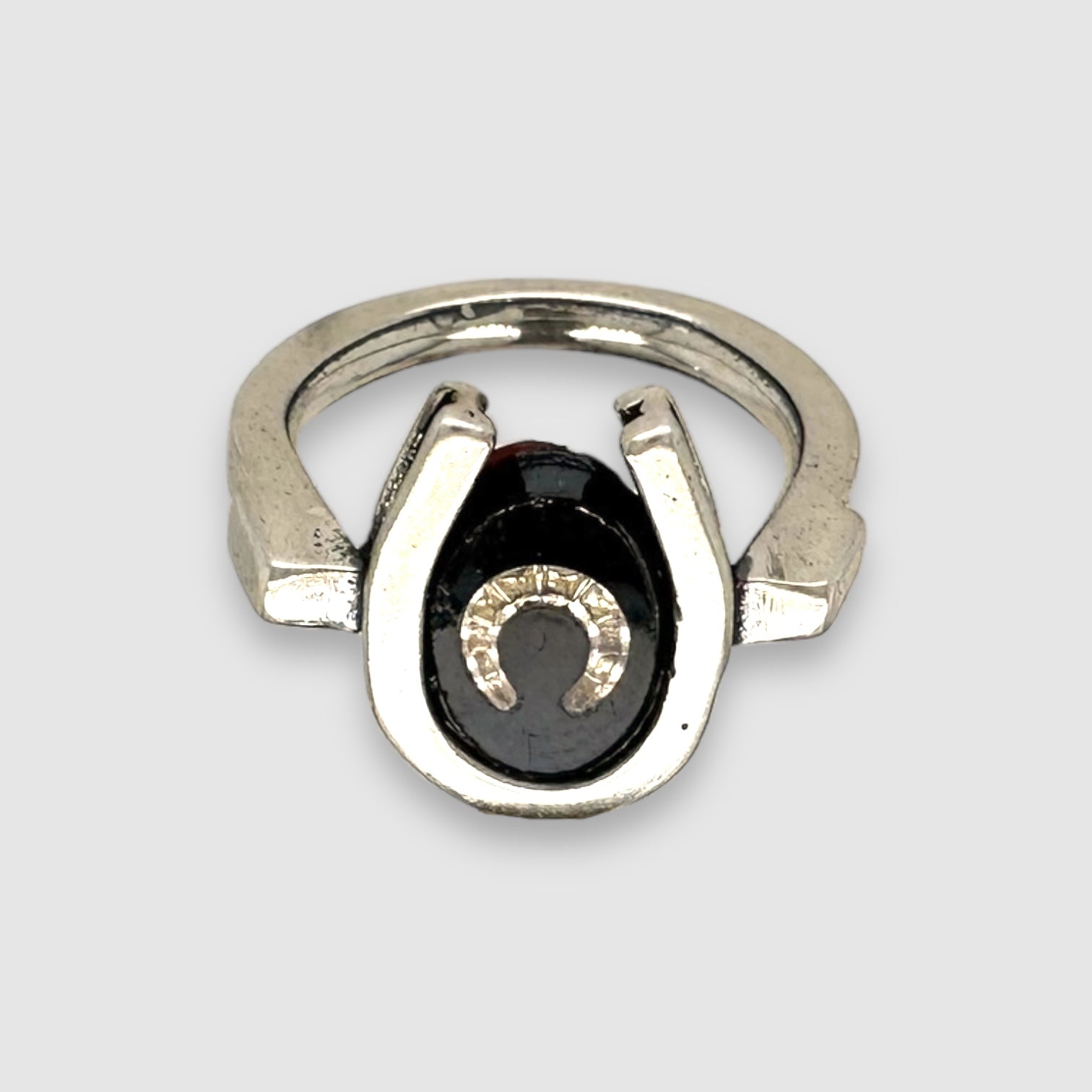 TRIPLE LUCK // SILVER RING // BLACK WHITE INTAGLIO