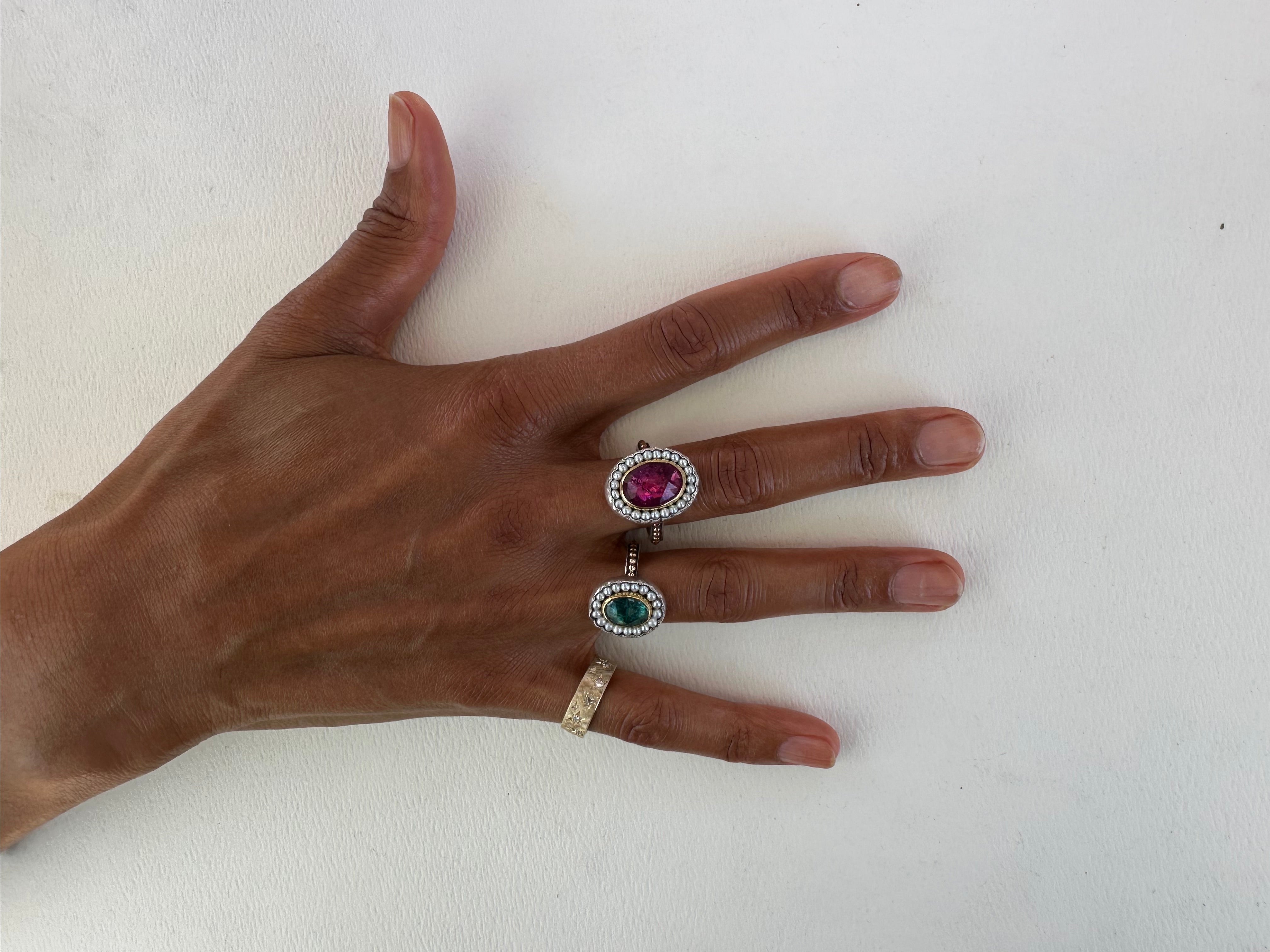 HEIRLOOM RING // SEED PEARLS // PINK TOURMALINE