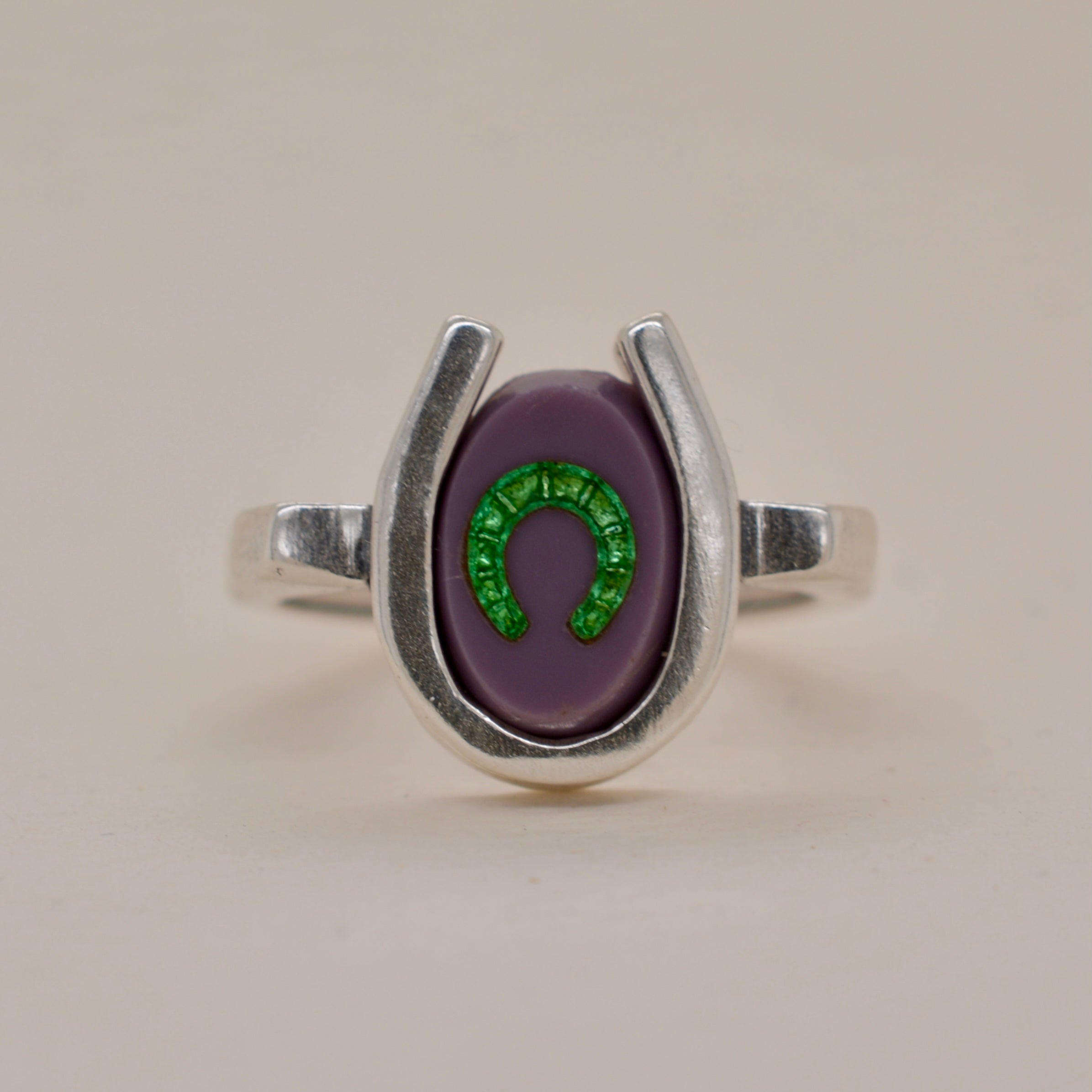 TRIPLE LUCK // SILVER RING // PURPLE GREEN INTAGLIO