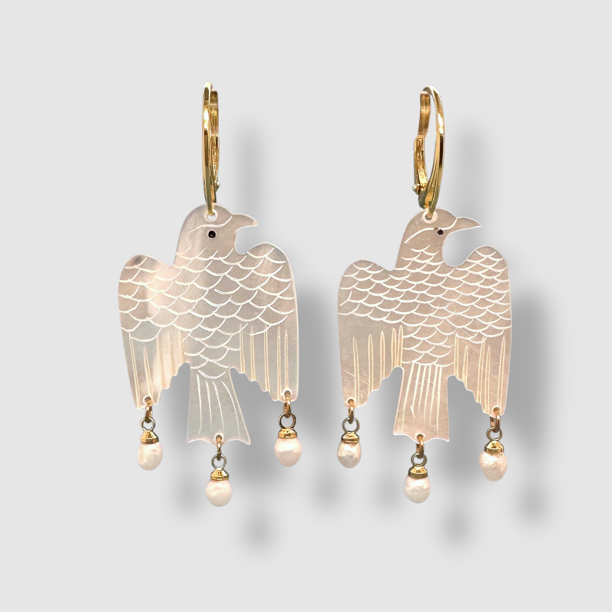 POESIA DEL MAR // EARRINGS // MOTHER OF PEARL // BIRD // PEARLS