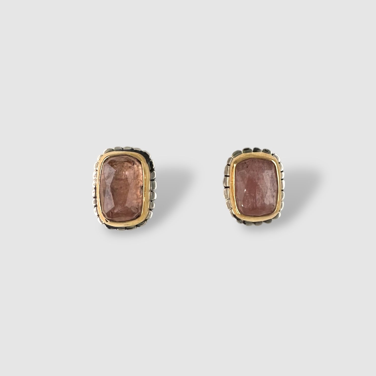 VIOLA  EARRINGS // GOLD // STUD // PINK ROSE CUT TOURMALINE