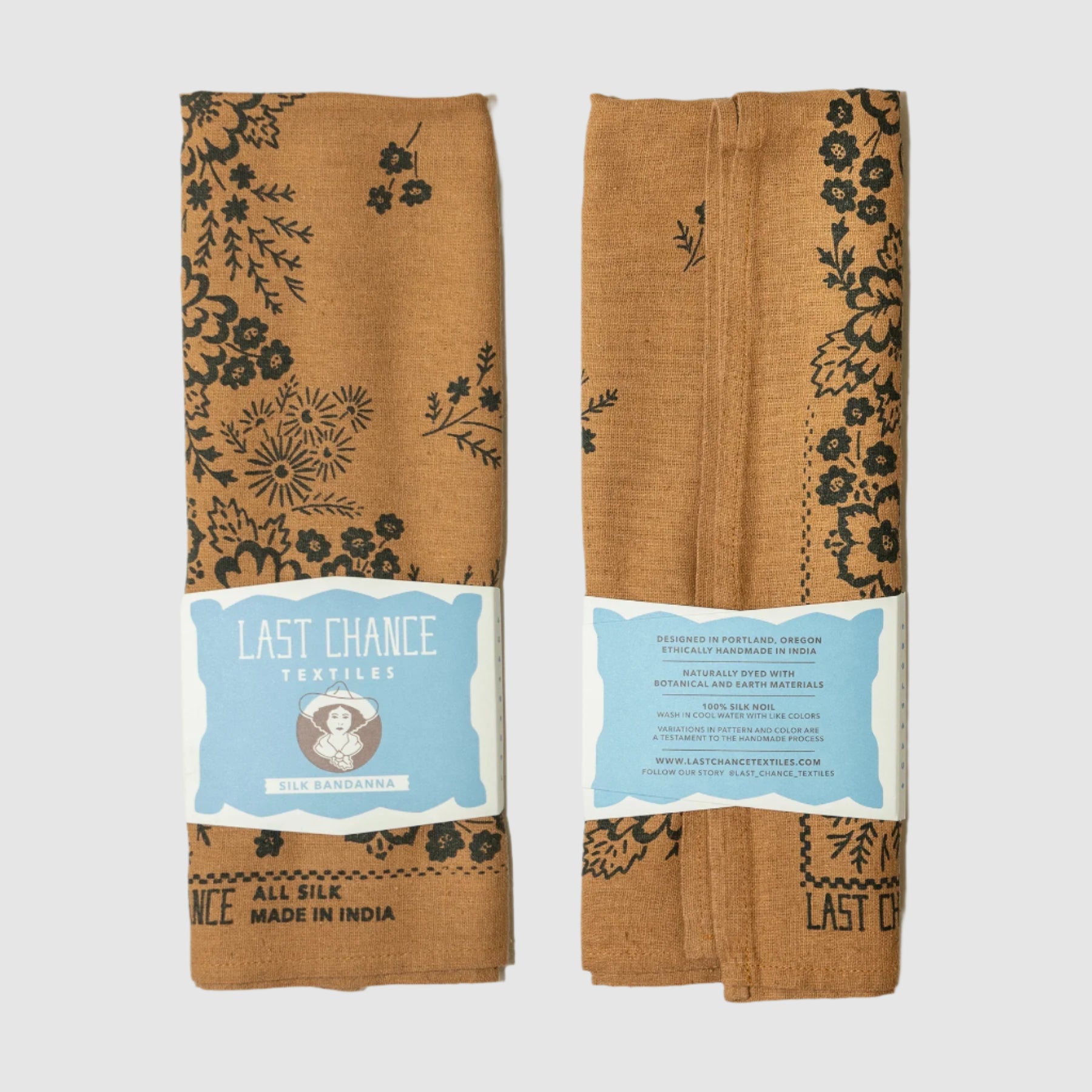 LAST CHANCE TEXTILES // NATURAL DYED SILK BANDANA // OCHRE