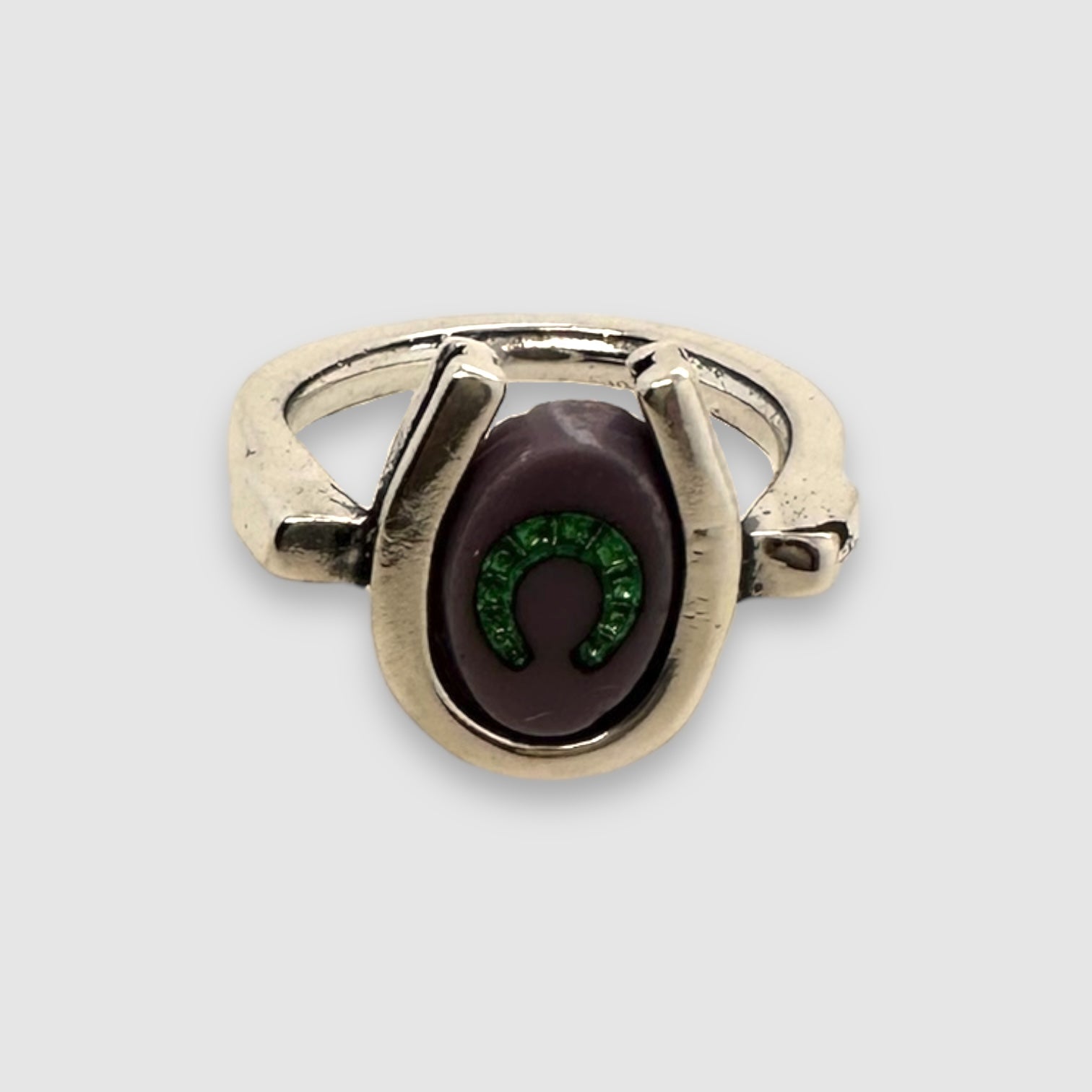 TRIPLE LUCK // SILVER RING // PURPLE GREEN INTAGLIO