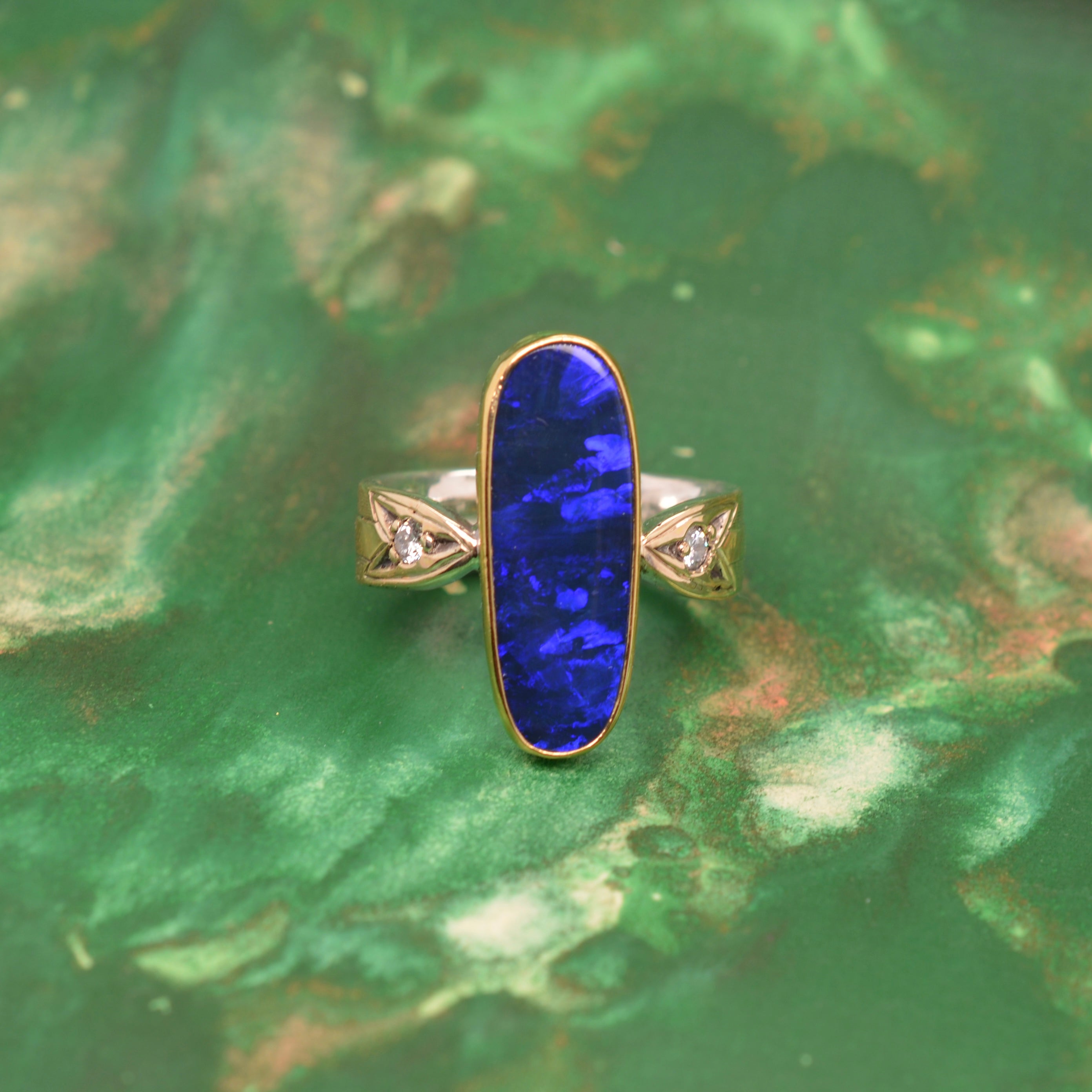DOUBLE ARROW RING // BLUE OPAL