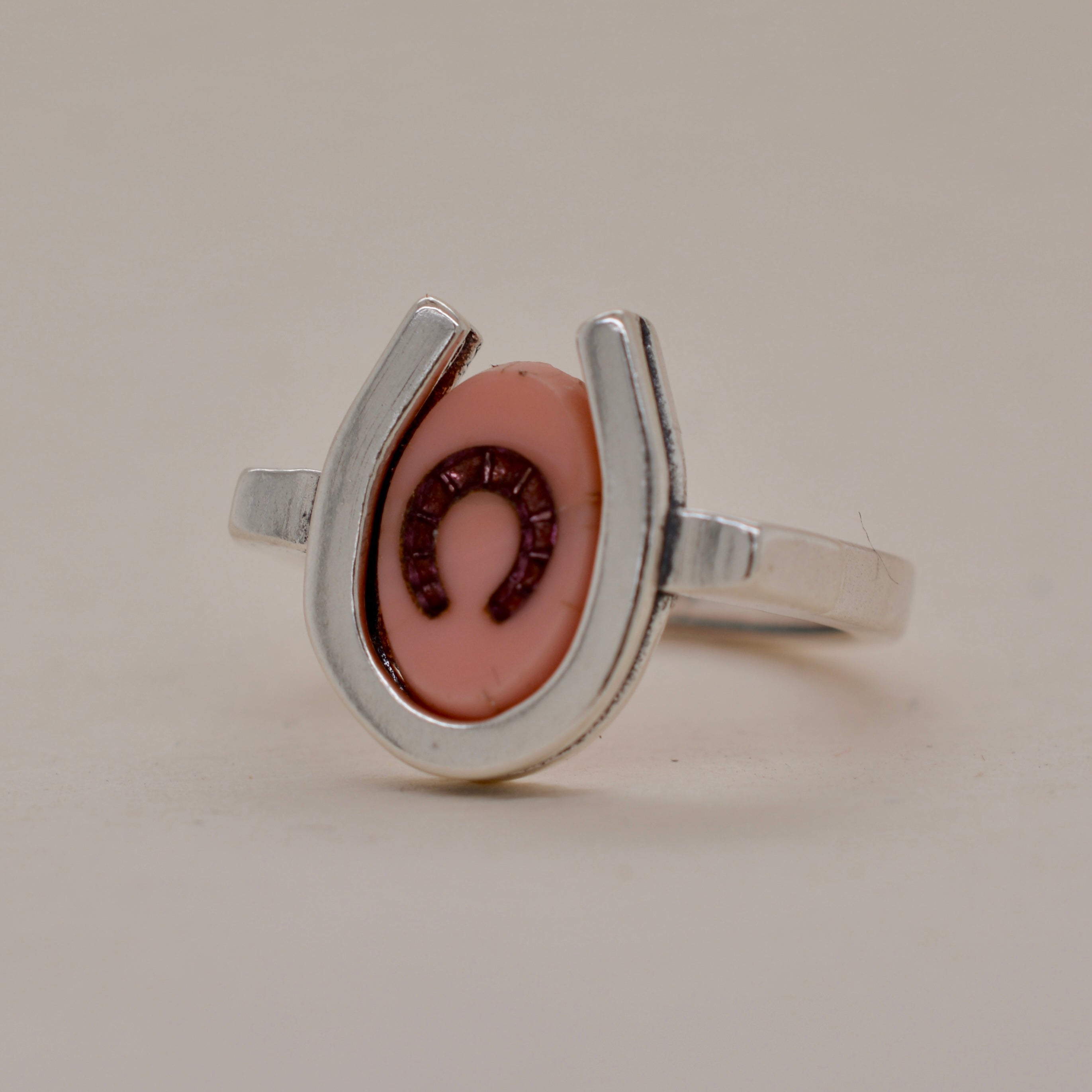 TRIPLE LUCK // SILVER RING // PINK & PINK INTAGLIO