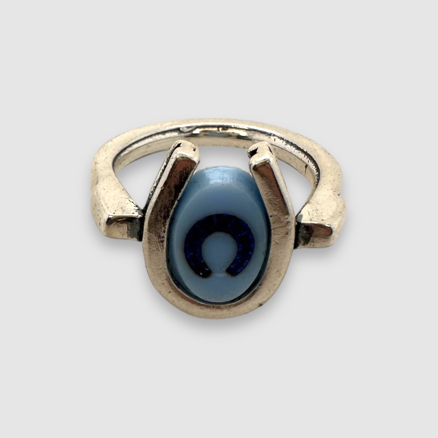 TRIPLE LUCK // SILVER RING // BLUE & BLUE INTAGLIO