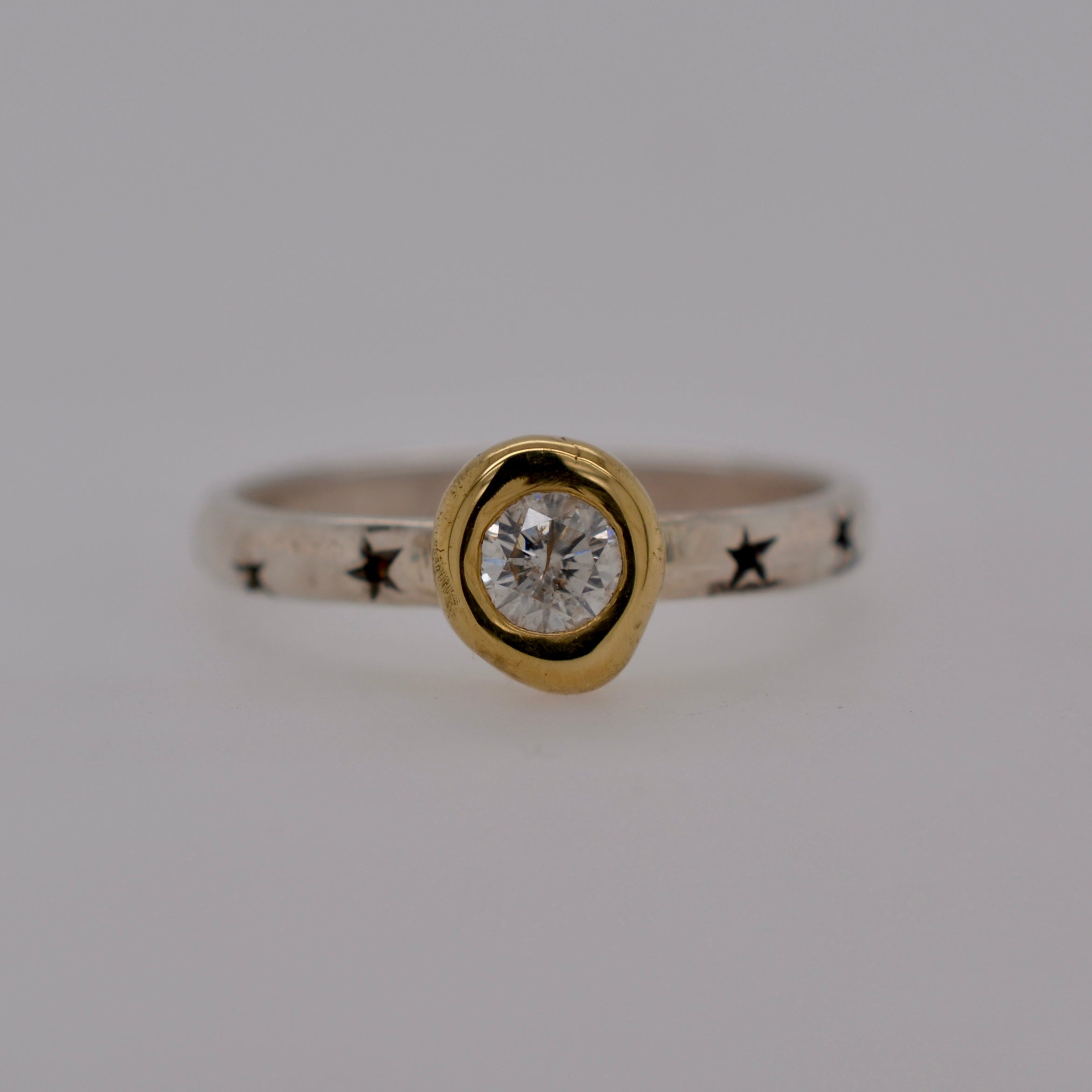 DIAMOND DROP RING // LARGE // STAR ENGRAVED