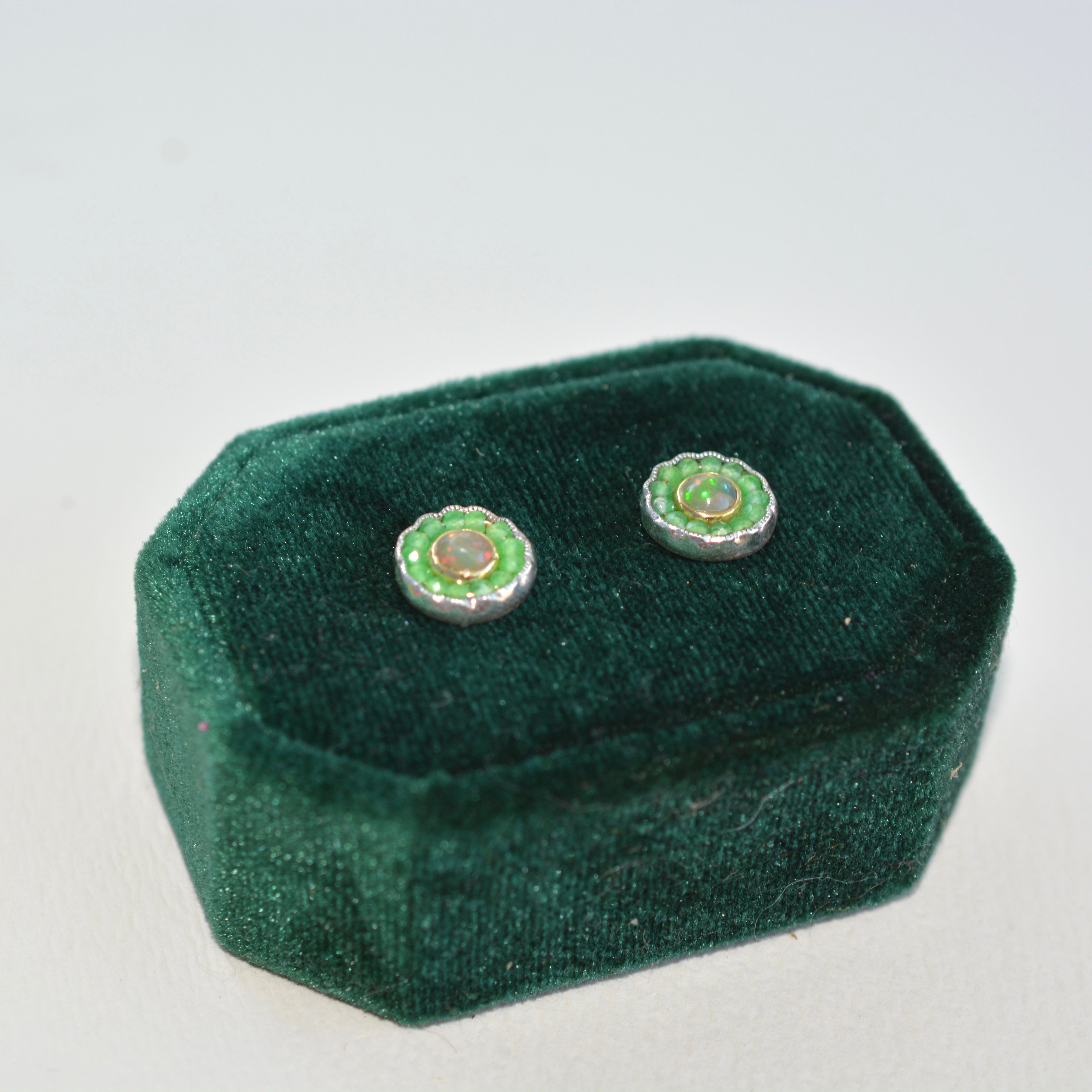 HEIRLOOM EARRINGS // STUD // ETHIOPIAN OPAL // GREEN AGATE