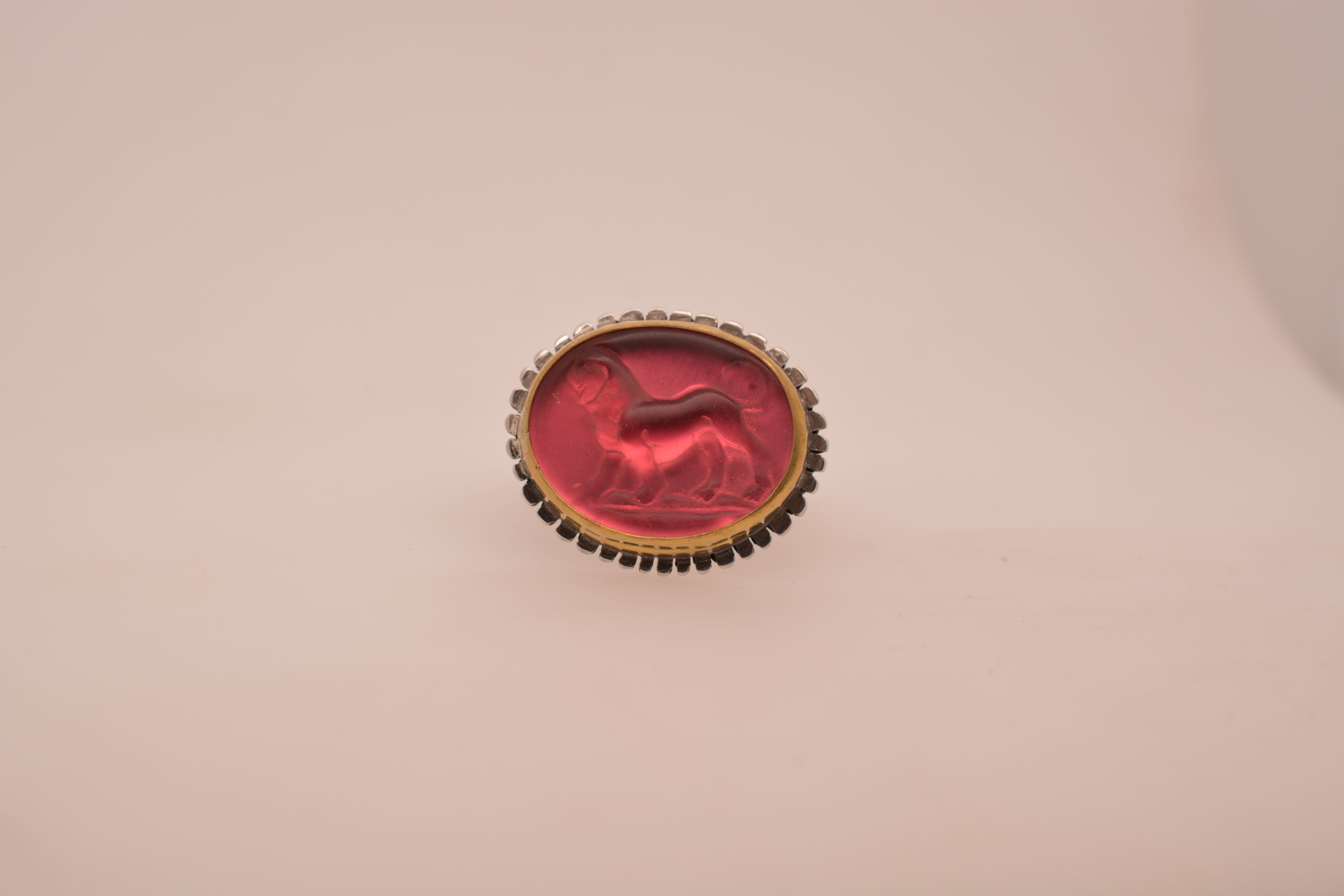 LION RING // PINK INTAGLIO