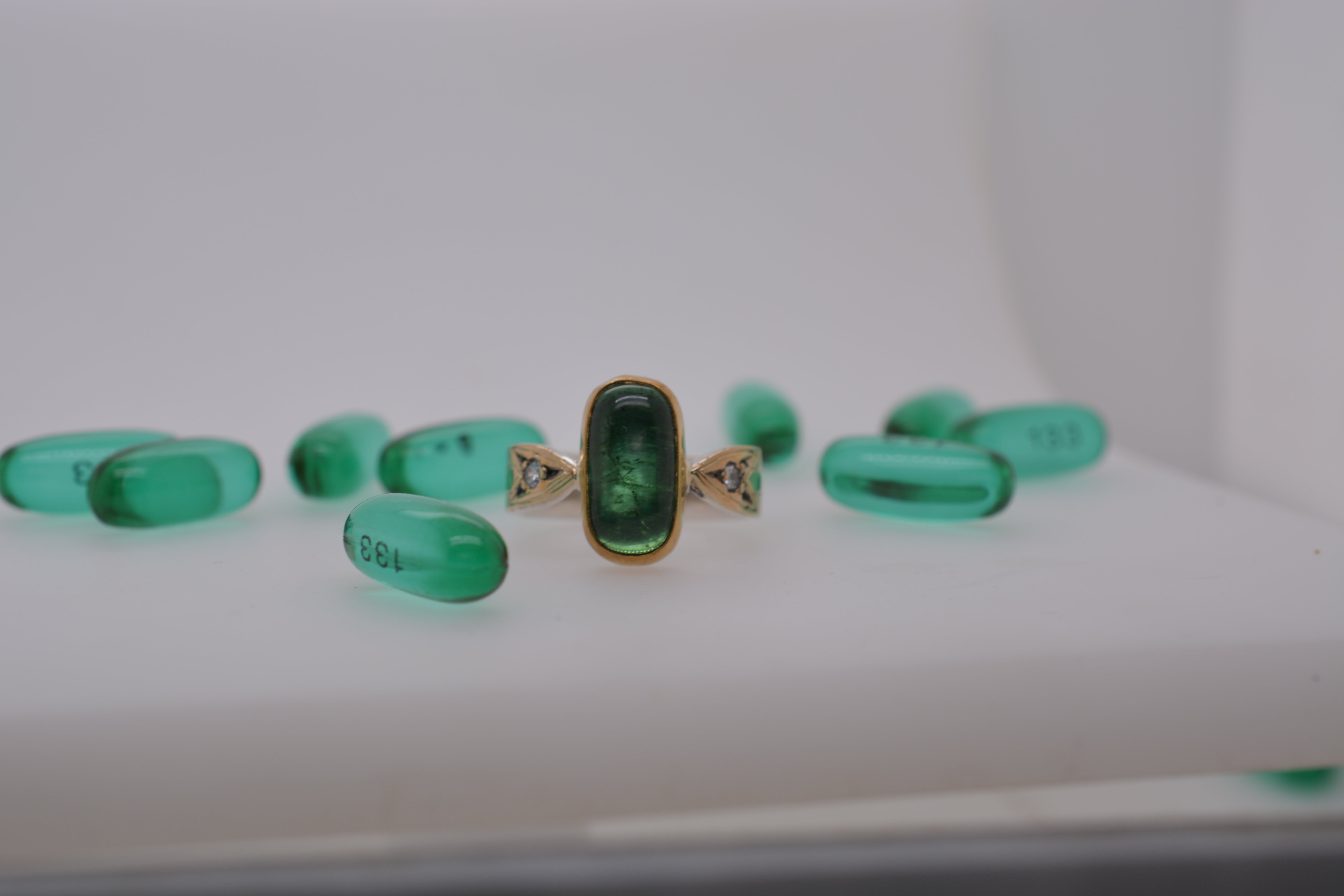 DOUBLE ARROW RING // GREEN TOURMALINE