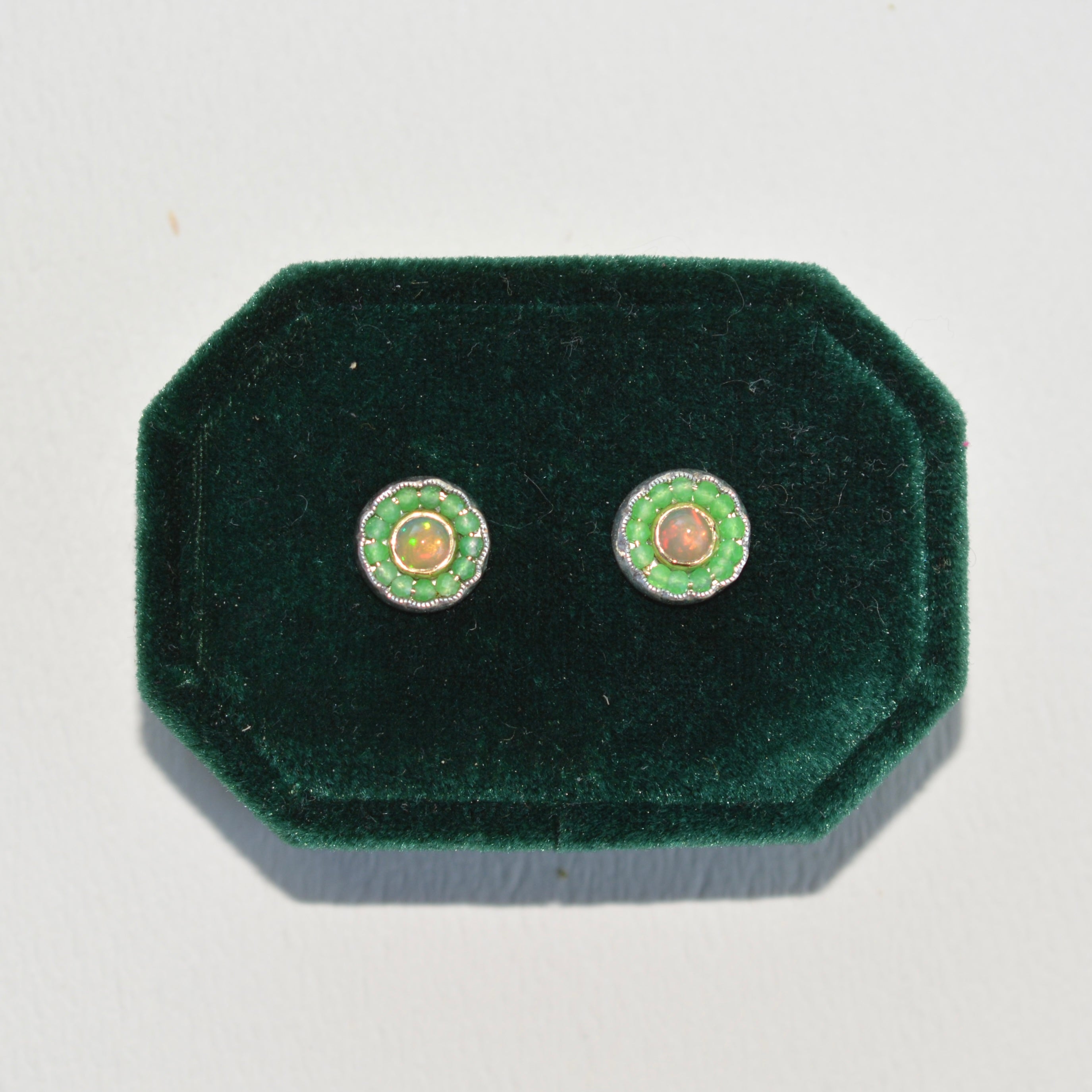 HEIRLOOM EARRINGS // STUD // ETHIOPIAN OPAL // GREEN AGATE