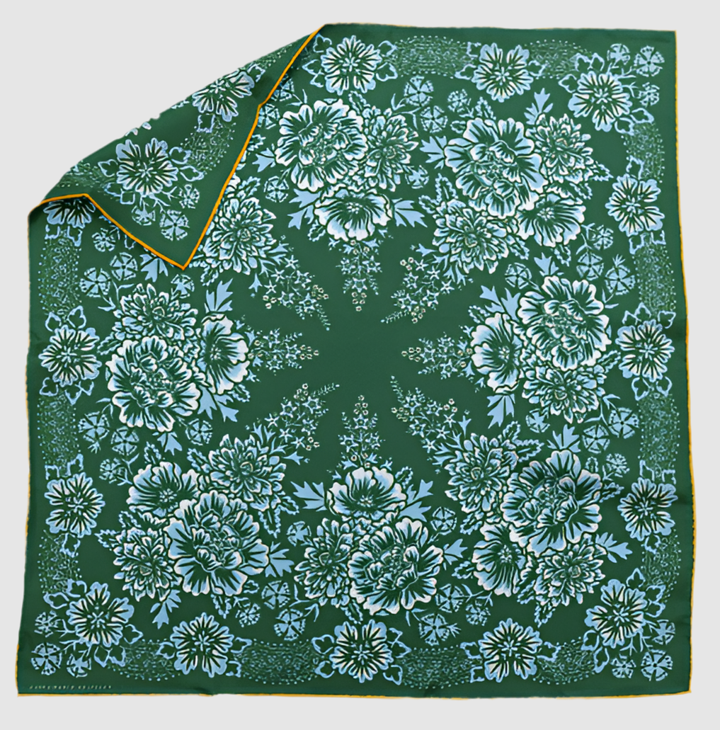 LAST CHANCE // SILK TWILL SCARF // BLOSSOM IN GARDEN GREEN