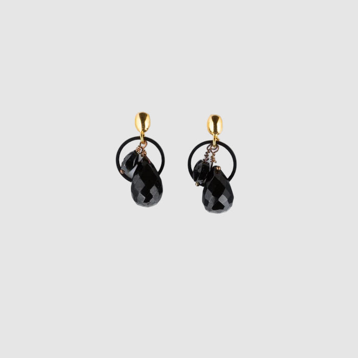 VERMEIL POST EARRINGS // BLACK SPINEL