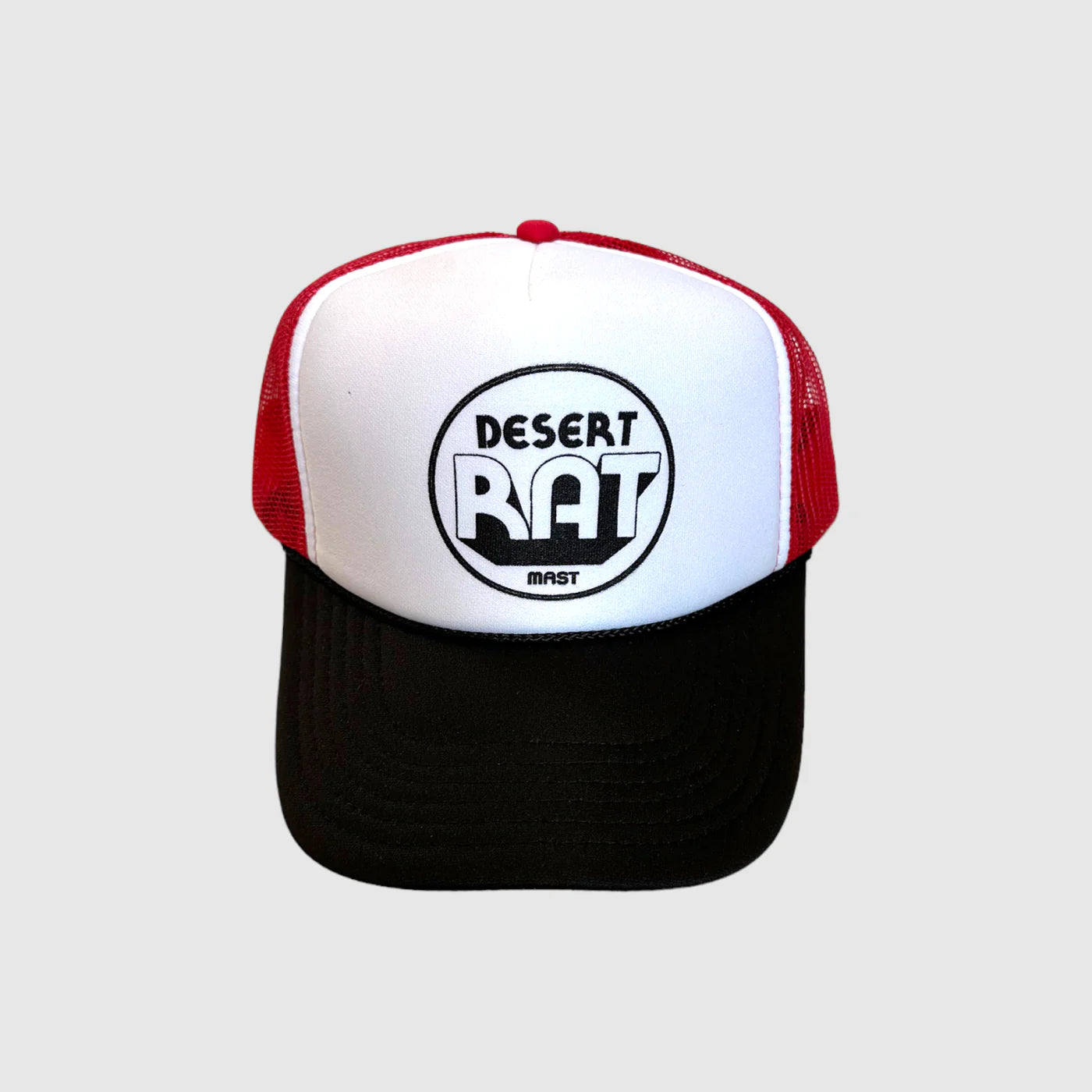 DESERT RAT // TRUCKER HAT // RED, WHITE & BLACK