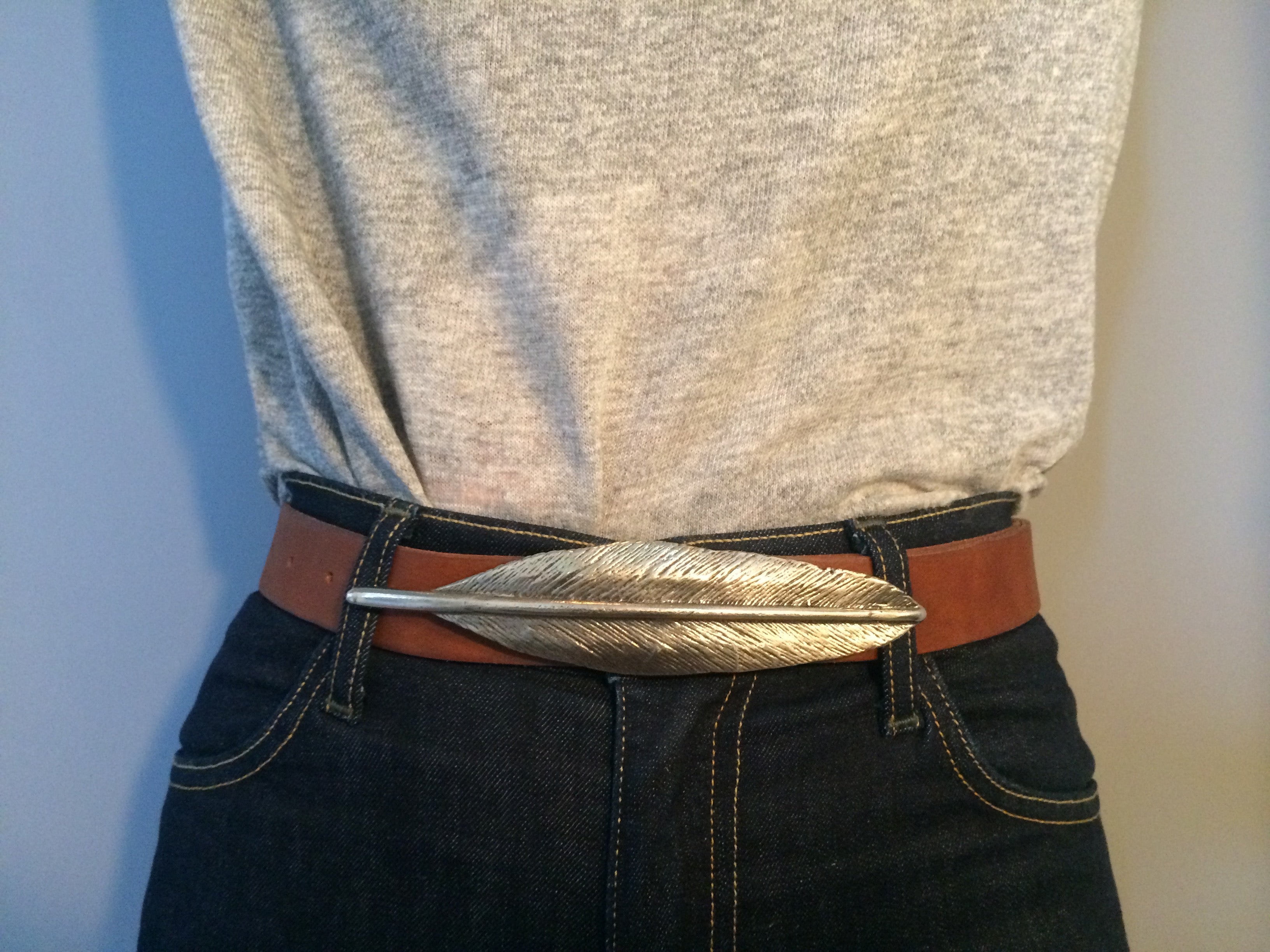 FEATHER BELT // BROWN // WHITE BRONZE