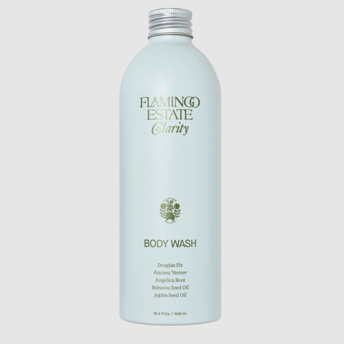 Flamingo Estate Clarity body wash bottle on a white background