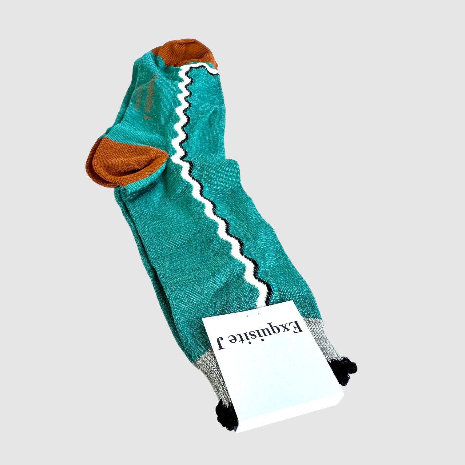 EXQUISITE J SOCKS // TURQUOISE SQUIGGLE