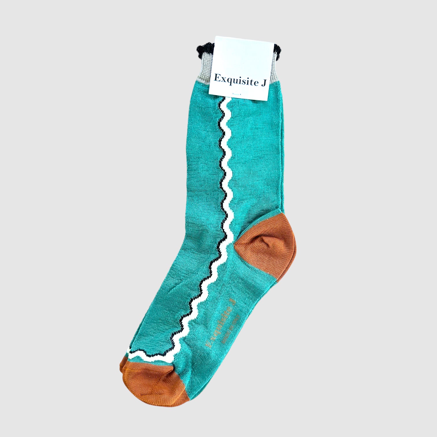 EXQUISITE J SOCKS // TURQUOISE SQUIGGLE