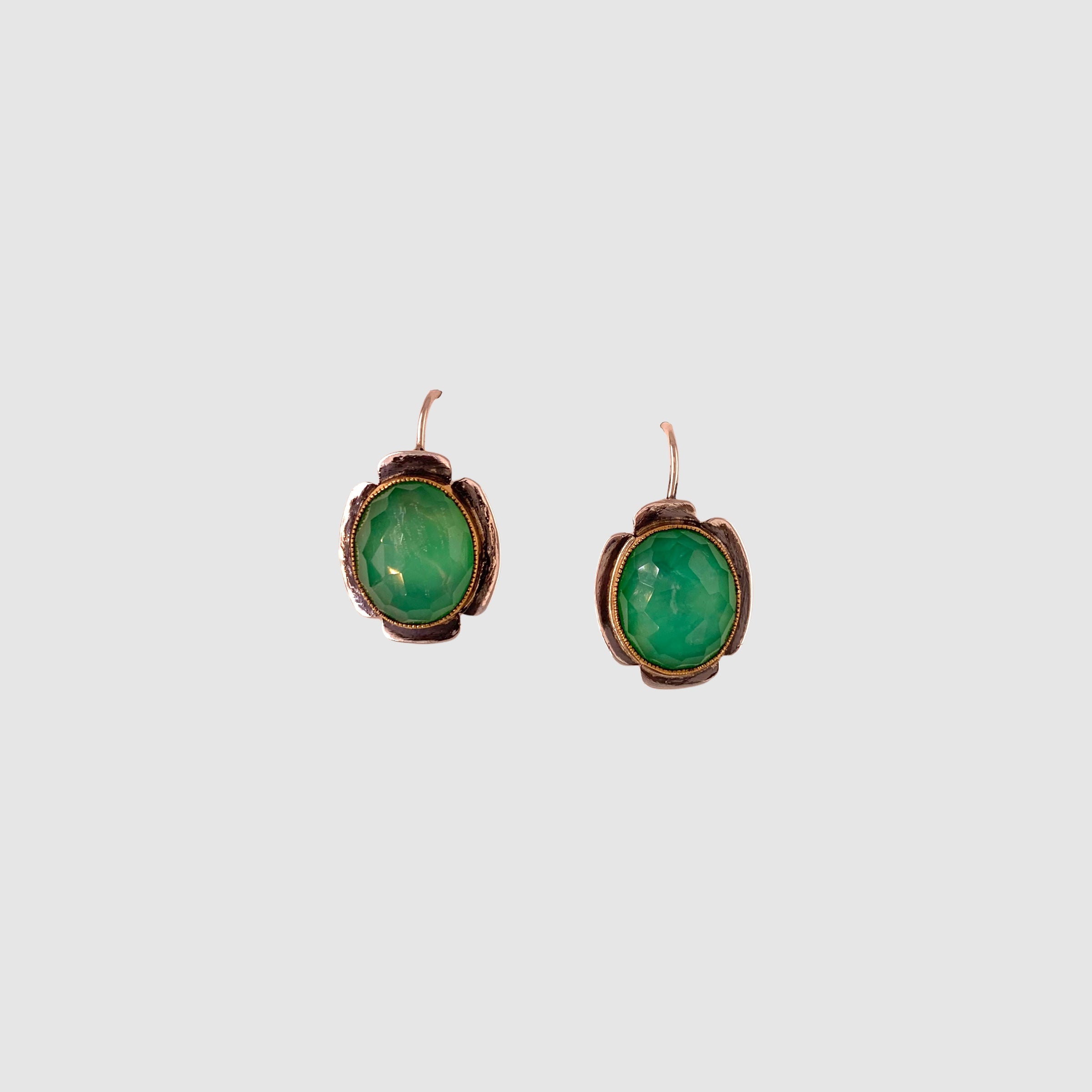 FLOWER HEIRLOOM EARRINGS // GREEN CHALCEDONY