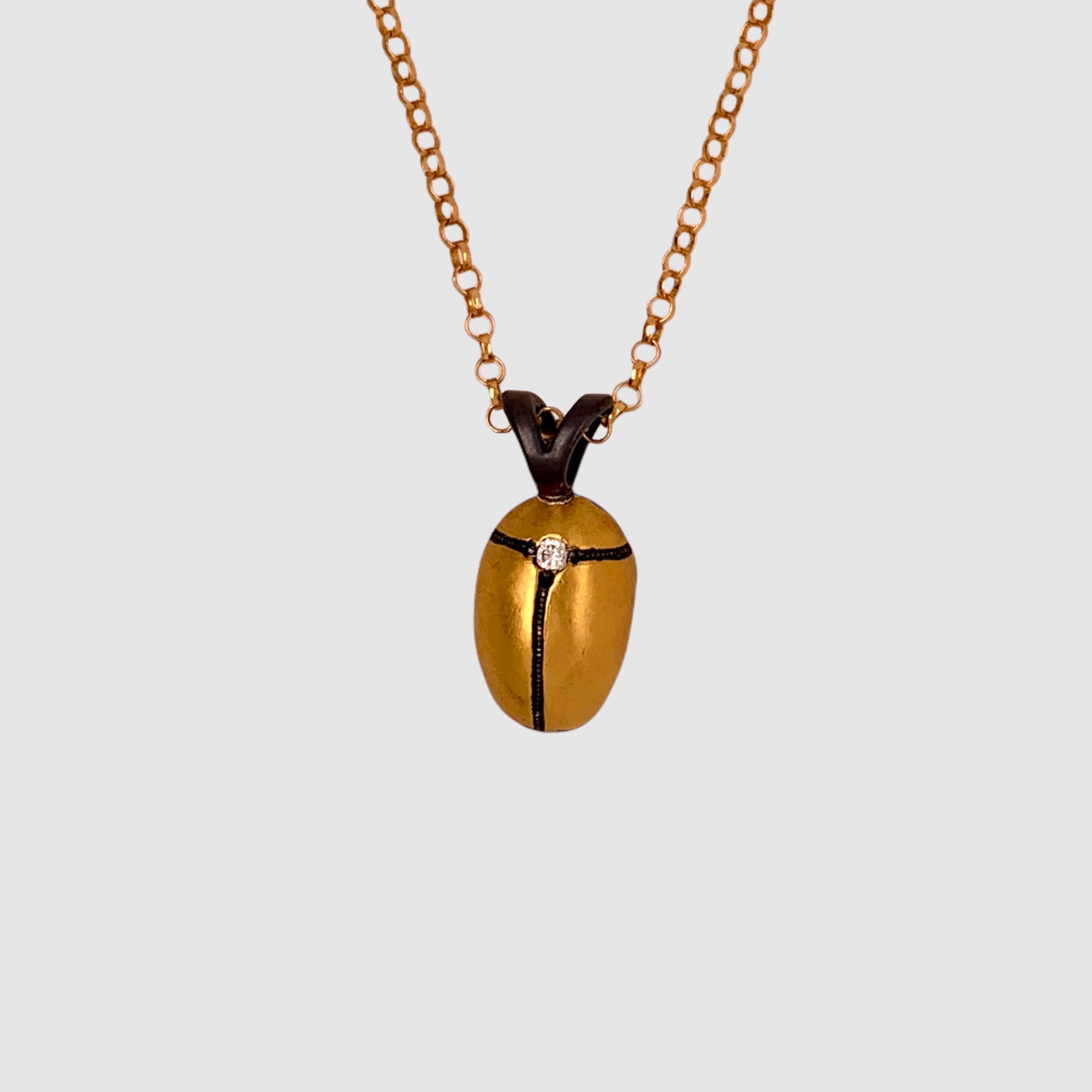 SACRED SCARAB NECKLACE //  # 12  // RECYCLED DIAMOND